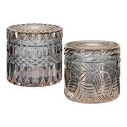 Potten - Potten, van glas, rookkleurig, set van 2