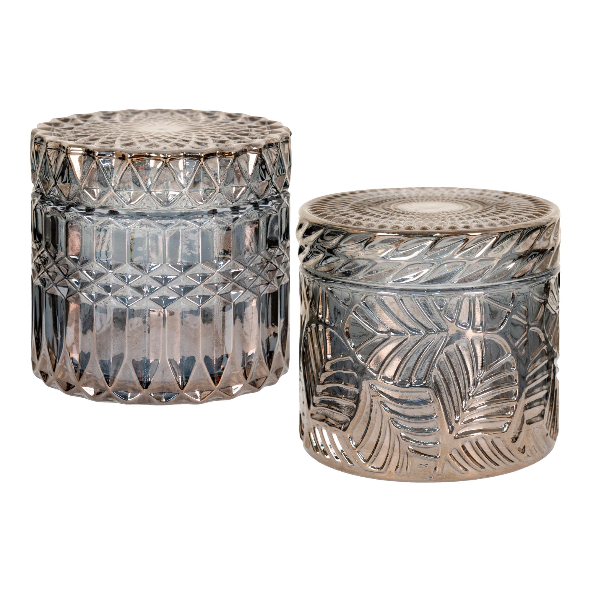 Potten - Potten, van glas, rookkleurig, set van 2