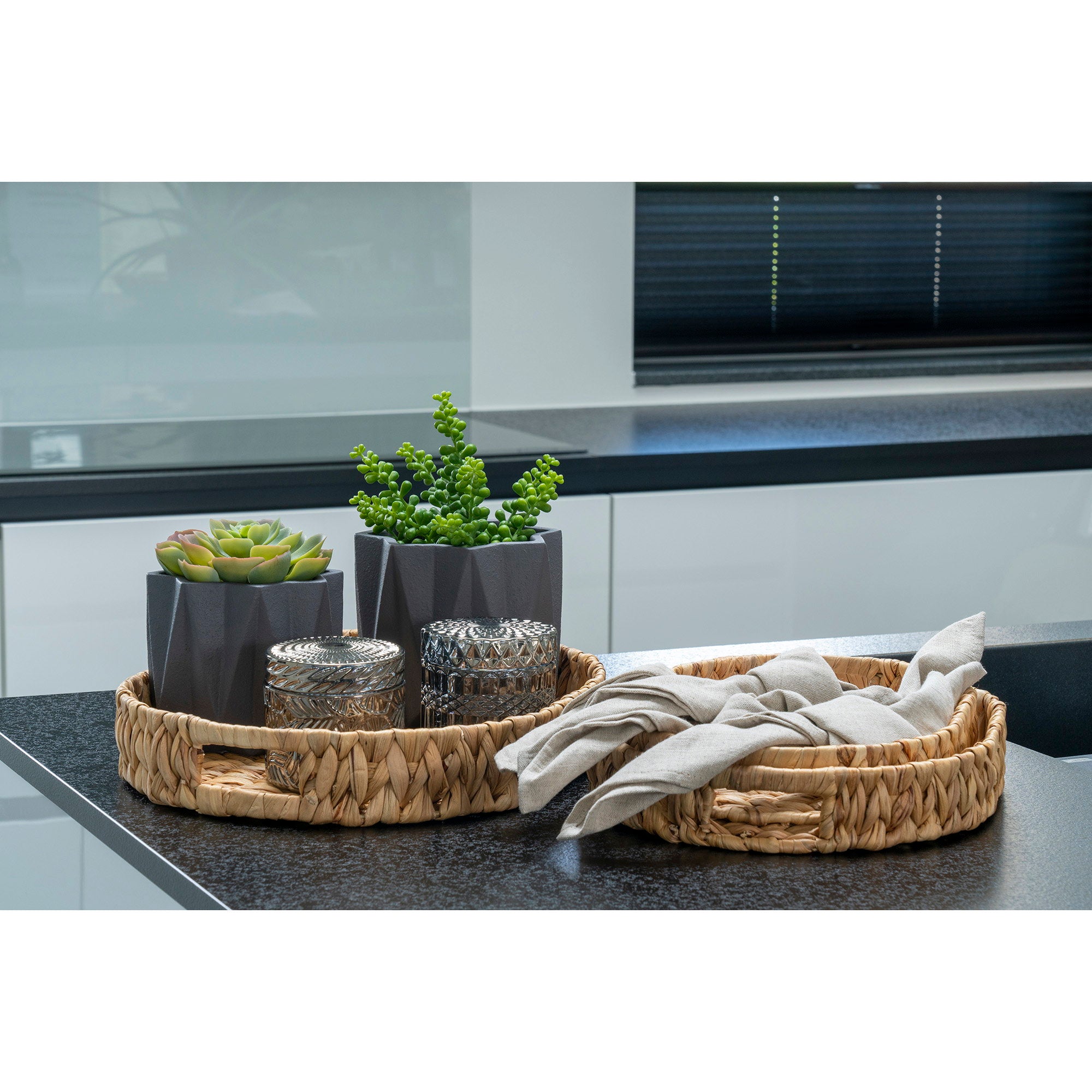 Potten - Potten, van glas, rookkleurig, set van 2