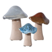 Decoratieve paddenstoelen - decoratieve paddenstoelen, keramisch, groen, bruin, blauw, set van 3