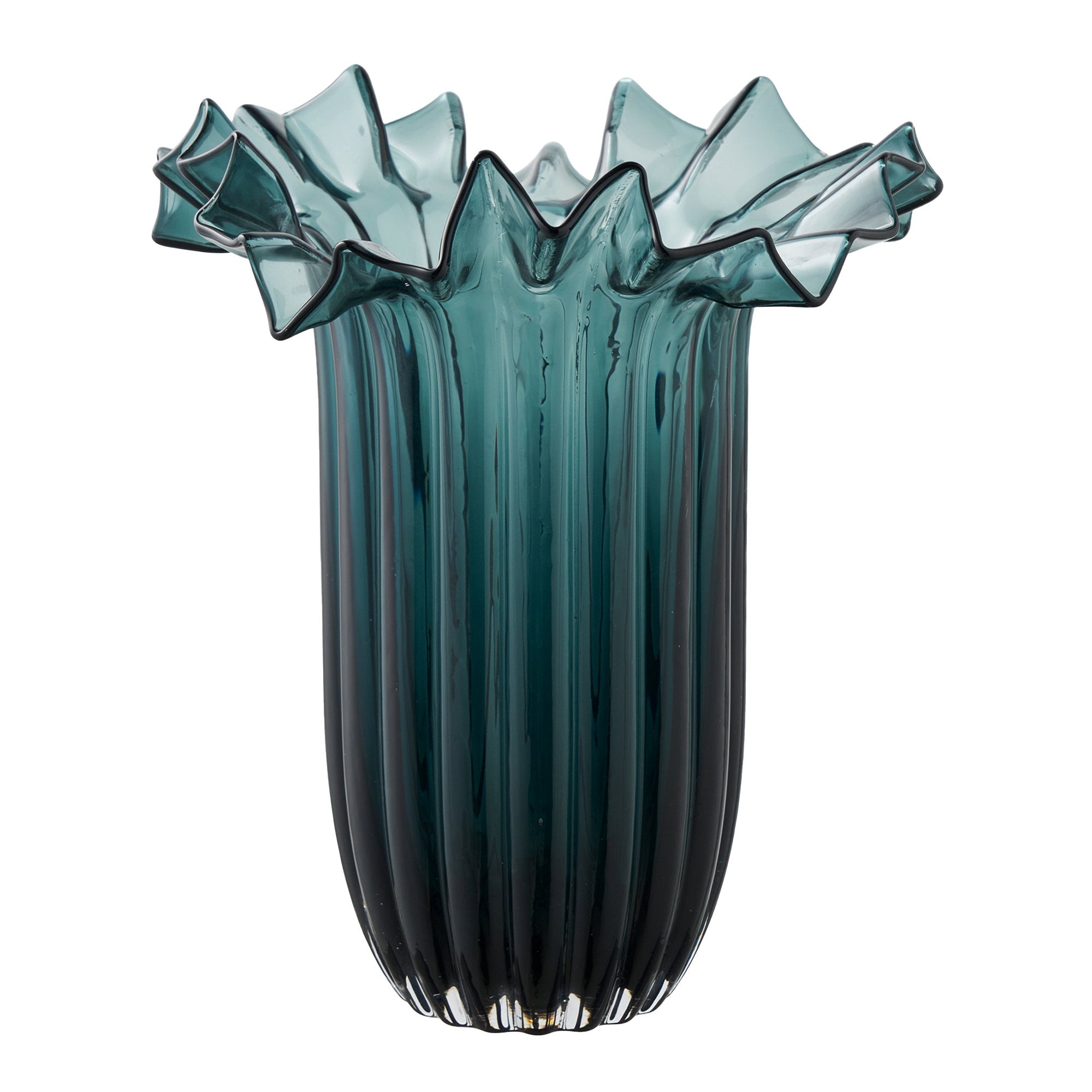 Vaas - Vaas, mondgeblazen glas, donkergroen ø25x30 cm