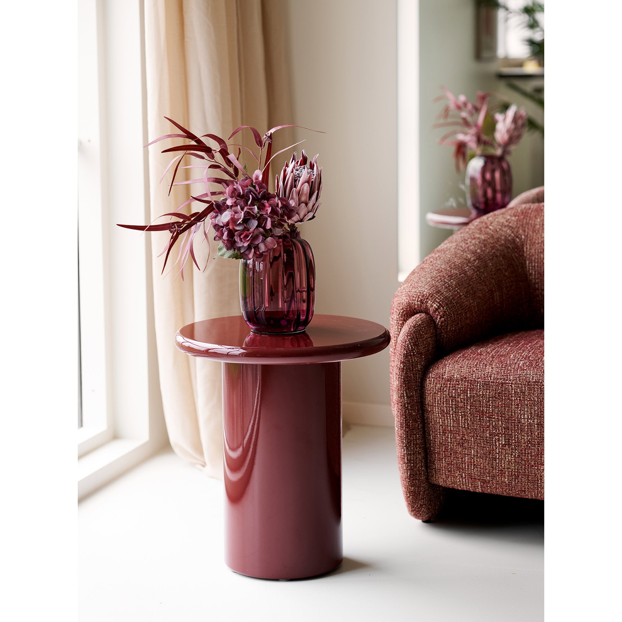 Vaas - Vaas, mondgeblazen glas, gerookt rood ø17x21 cm