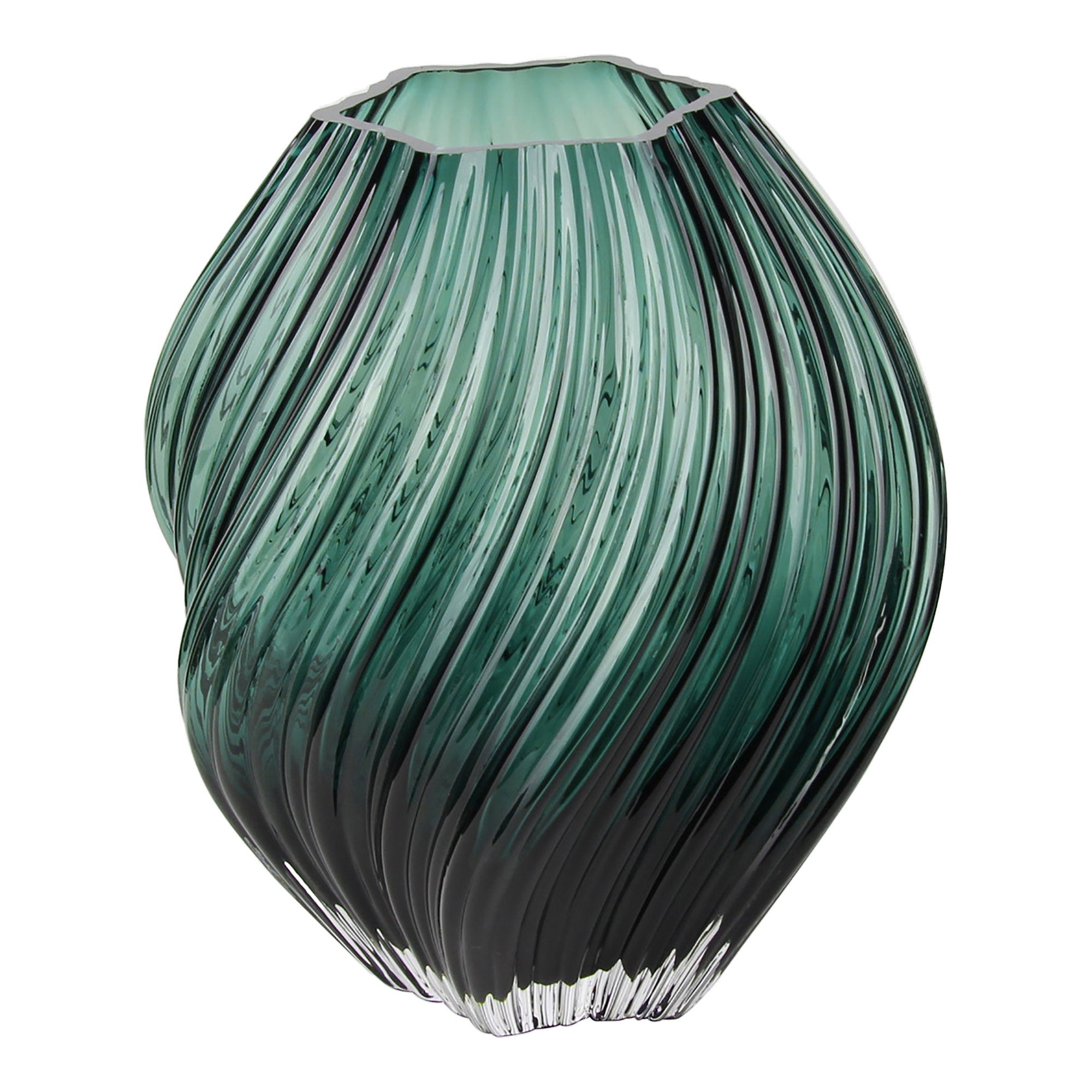 Vaas - Vaas, mondgeblazen glas, donkergroen ø19x23 cm