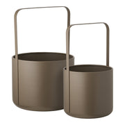 Bloempot - Bloempot, staal, bruin, set van 2