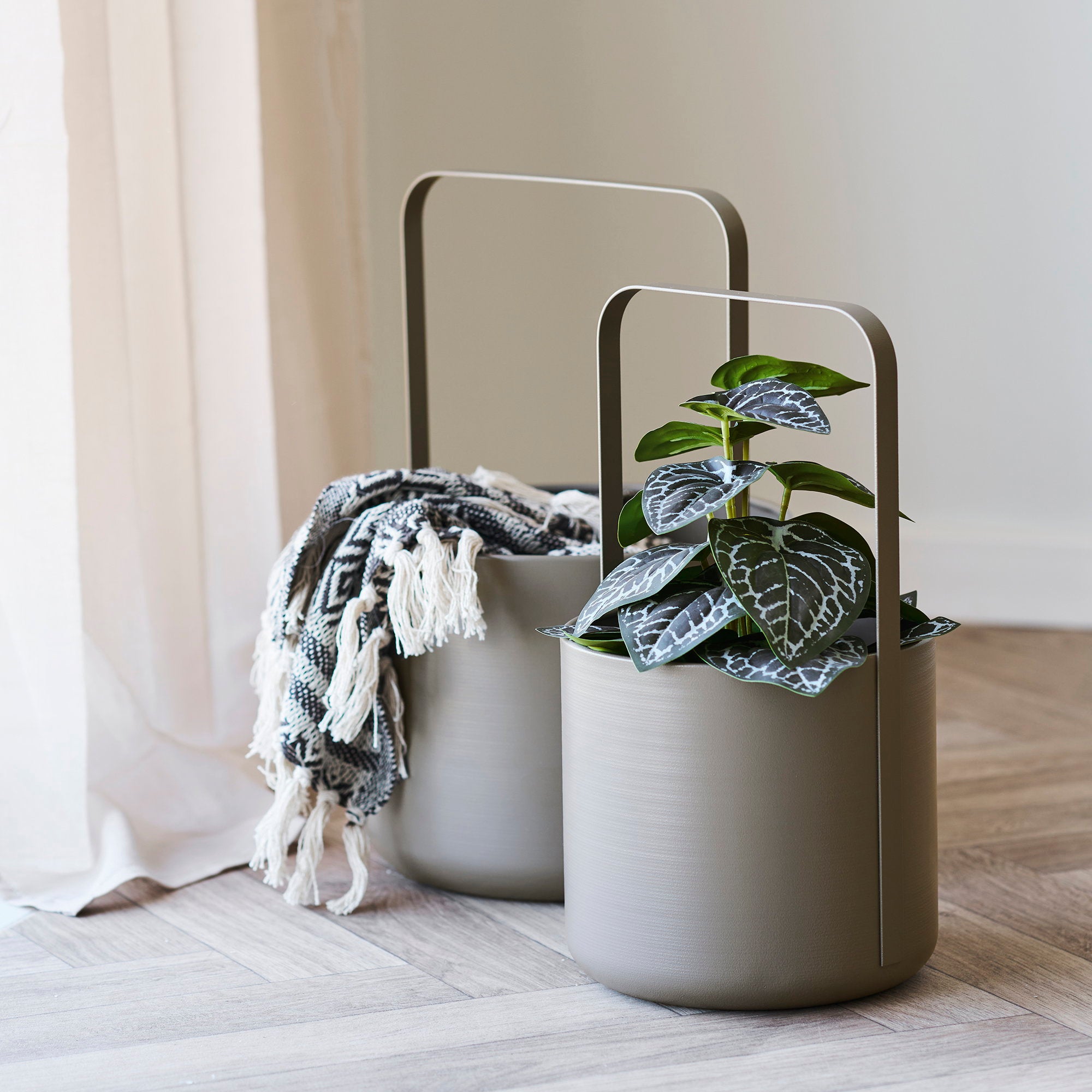 Bloempot - Bloempot, staal, bruin, set van 2