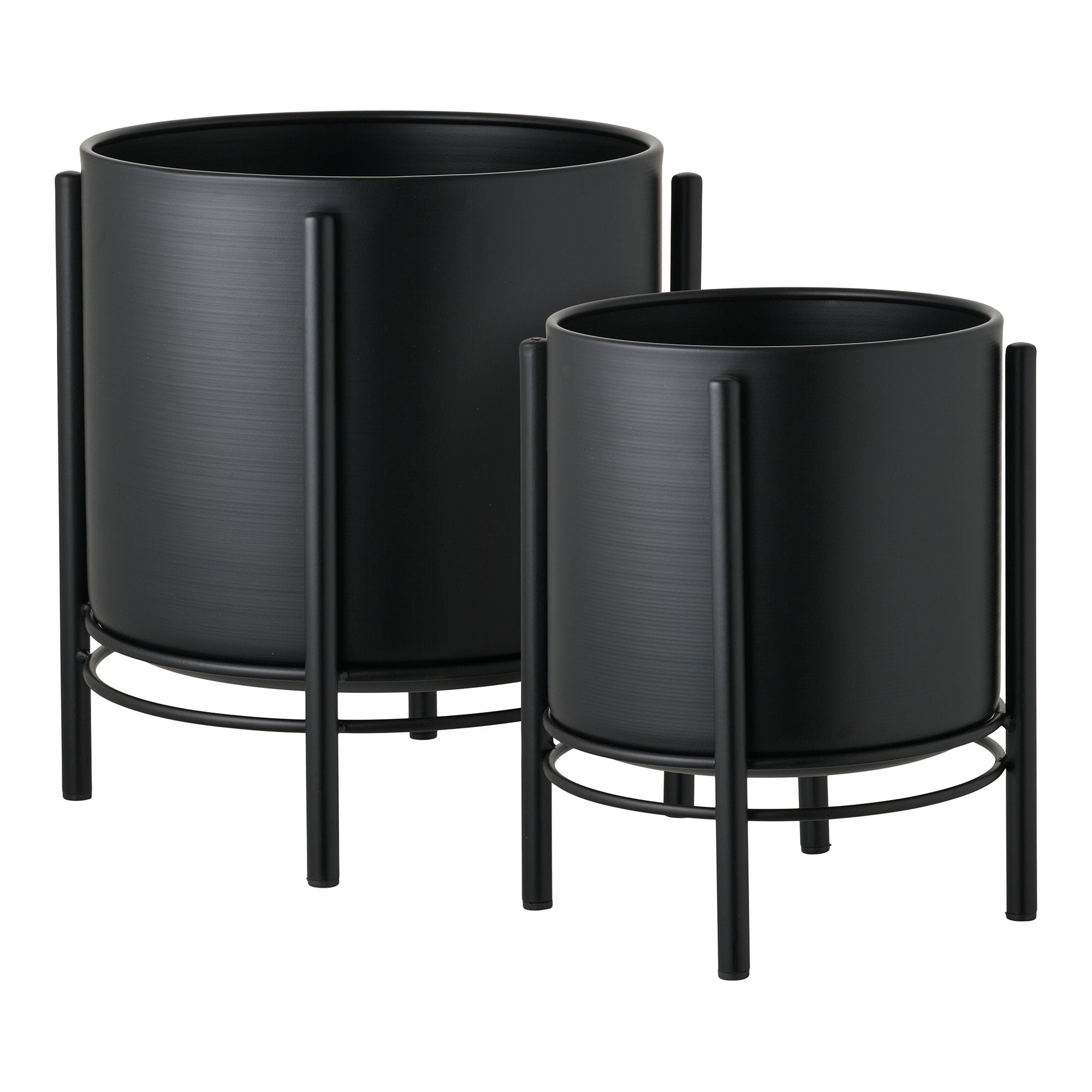 Bloempot - Bloempot, staal, zwart, set van 2
