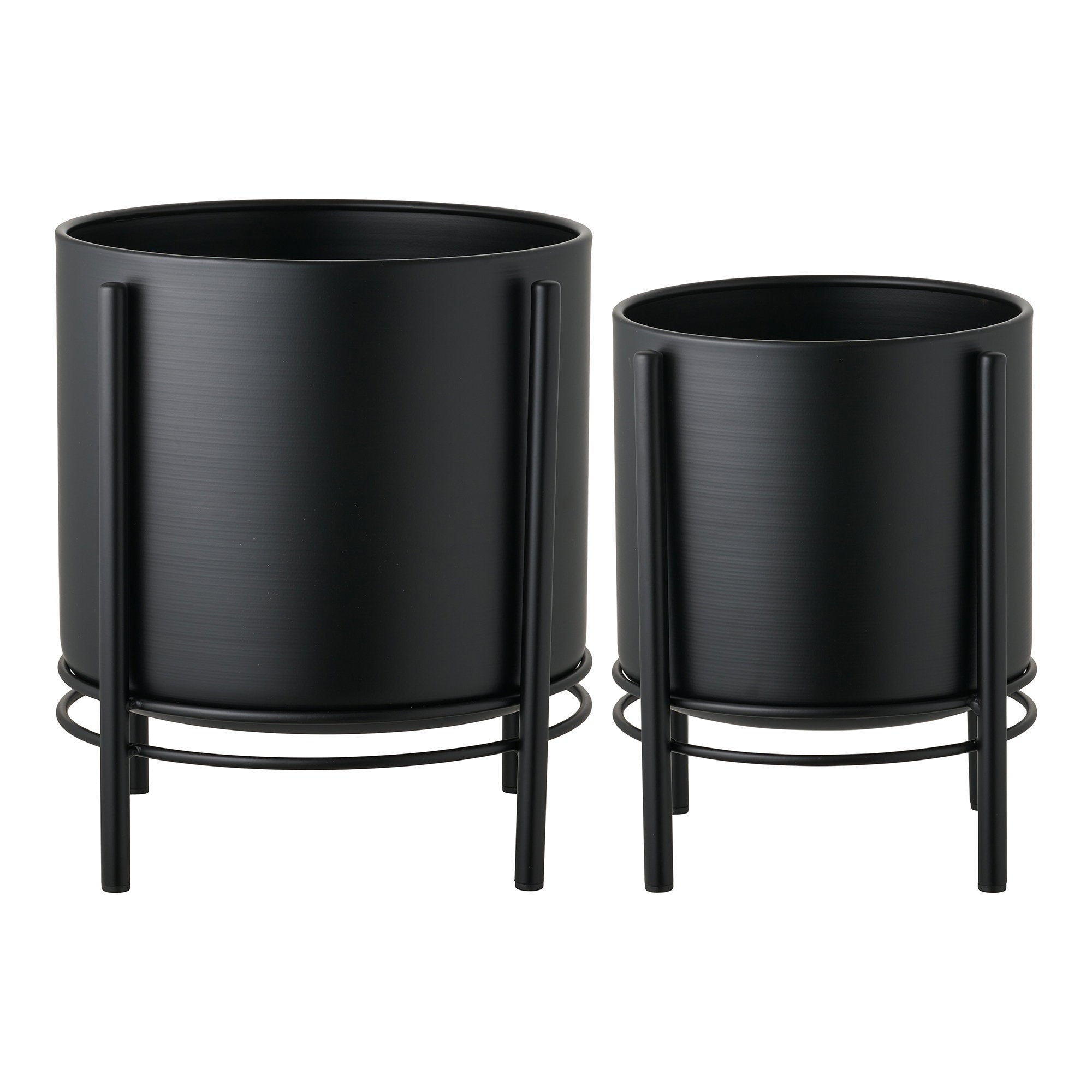 Bloempot - Bloempot, staal, zwart, set van 2