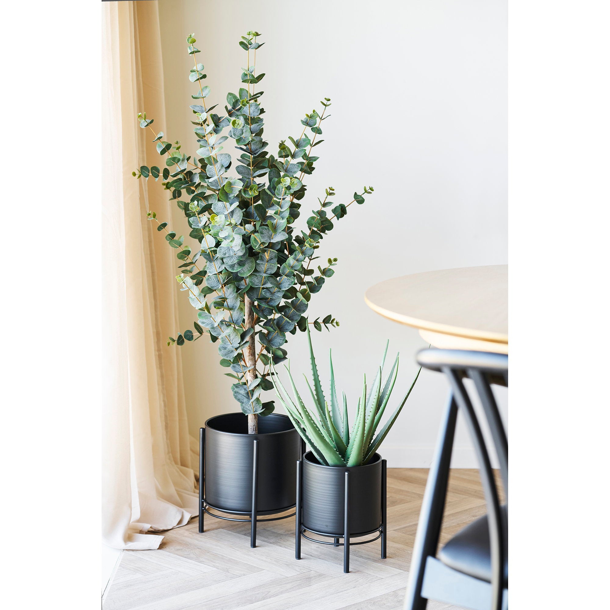 Bloempot - Bloempot, staal, zwart, set van 2