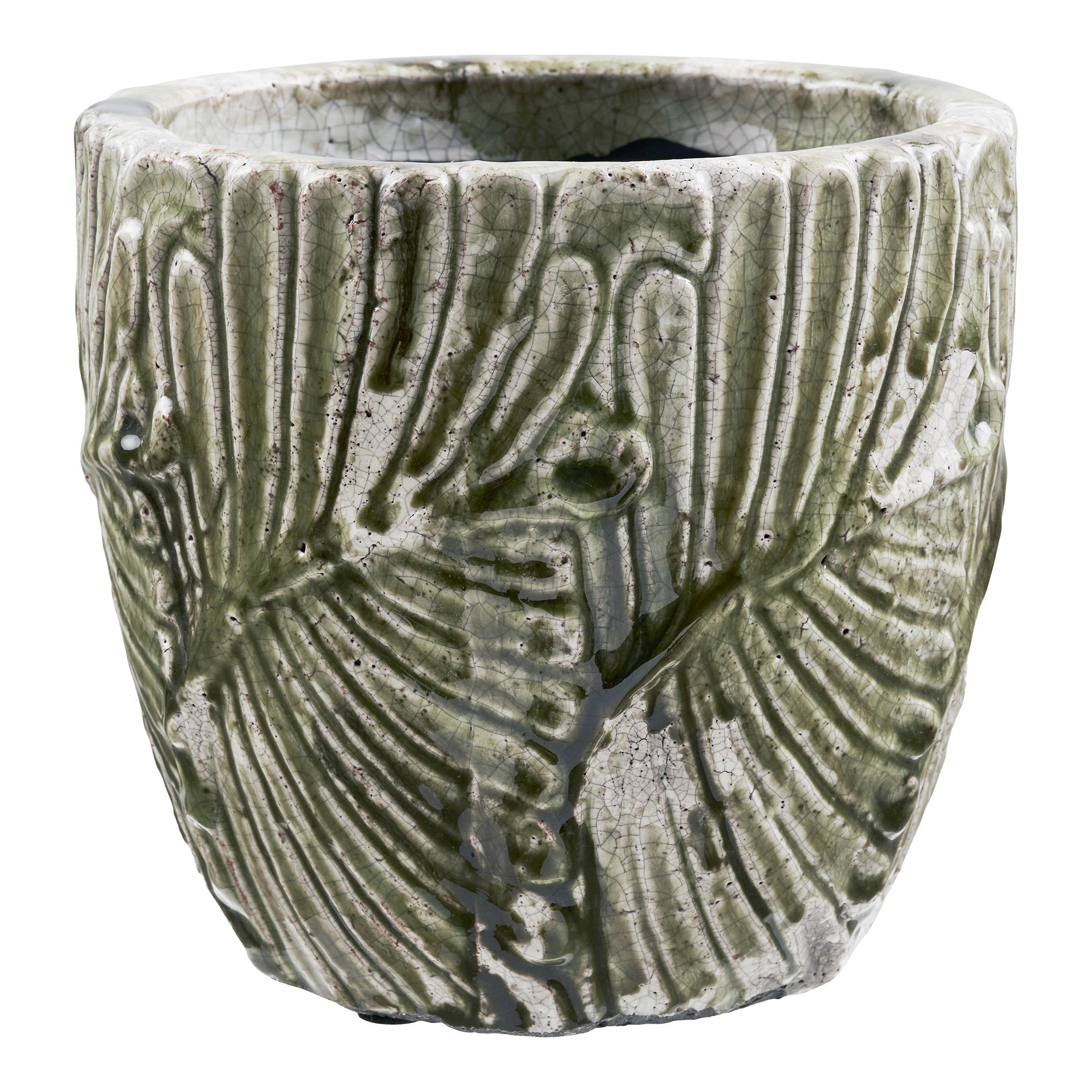 Bloempot - Bloempot, keramiek, groen/wit, ø20x18,5 cm
