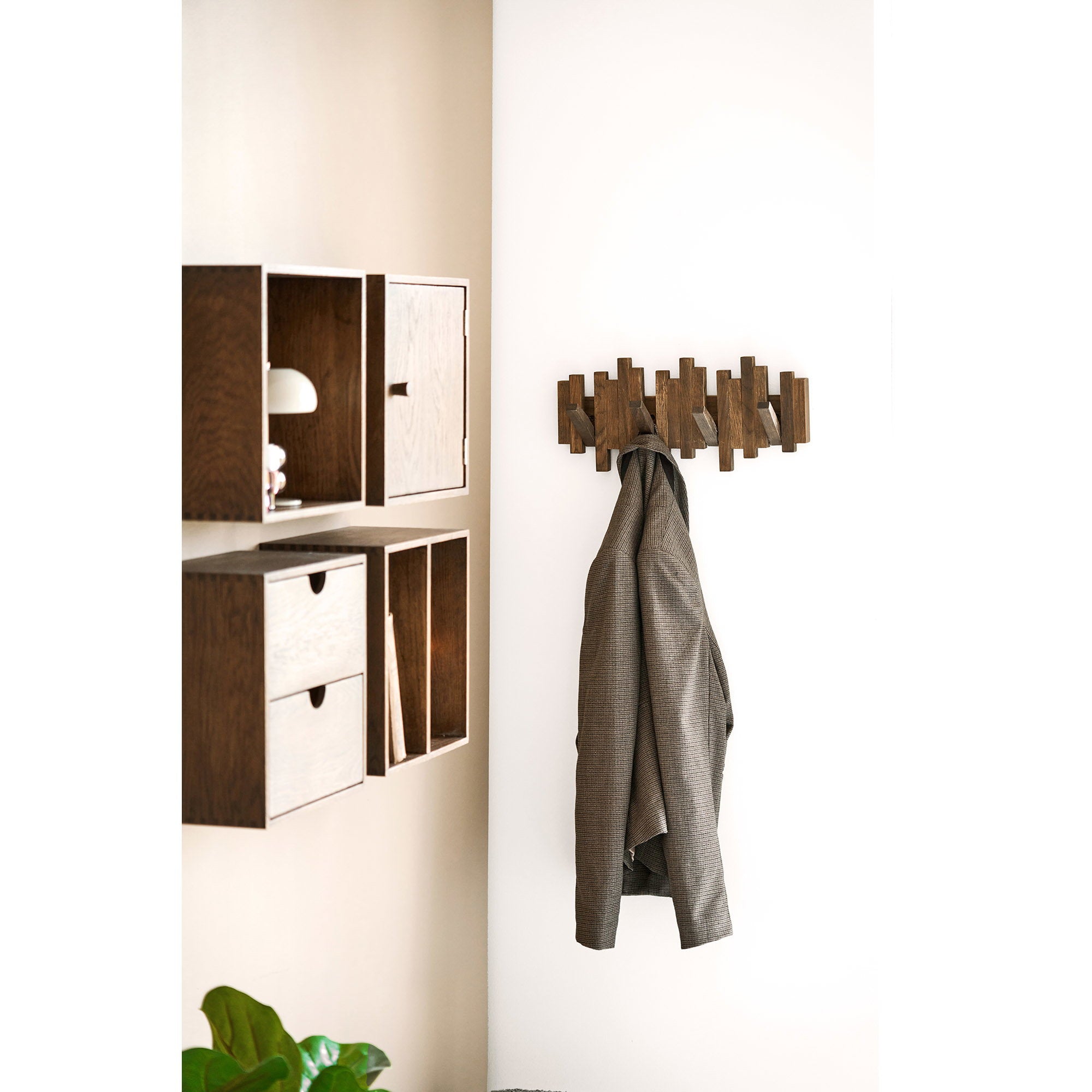 Caltra Coat Rack - Kapstok, eiken, donkerbruin 40x18 cm