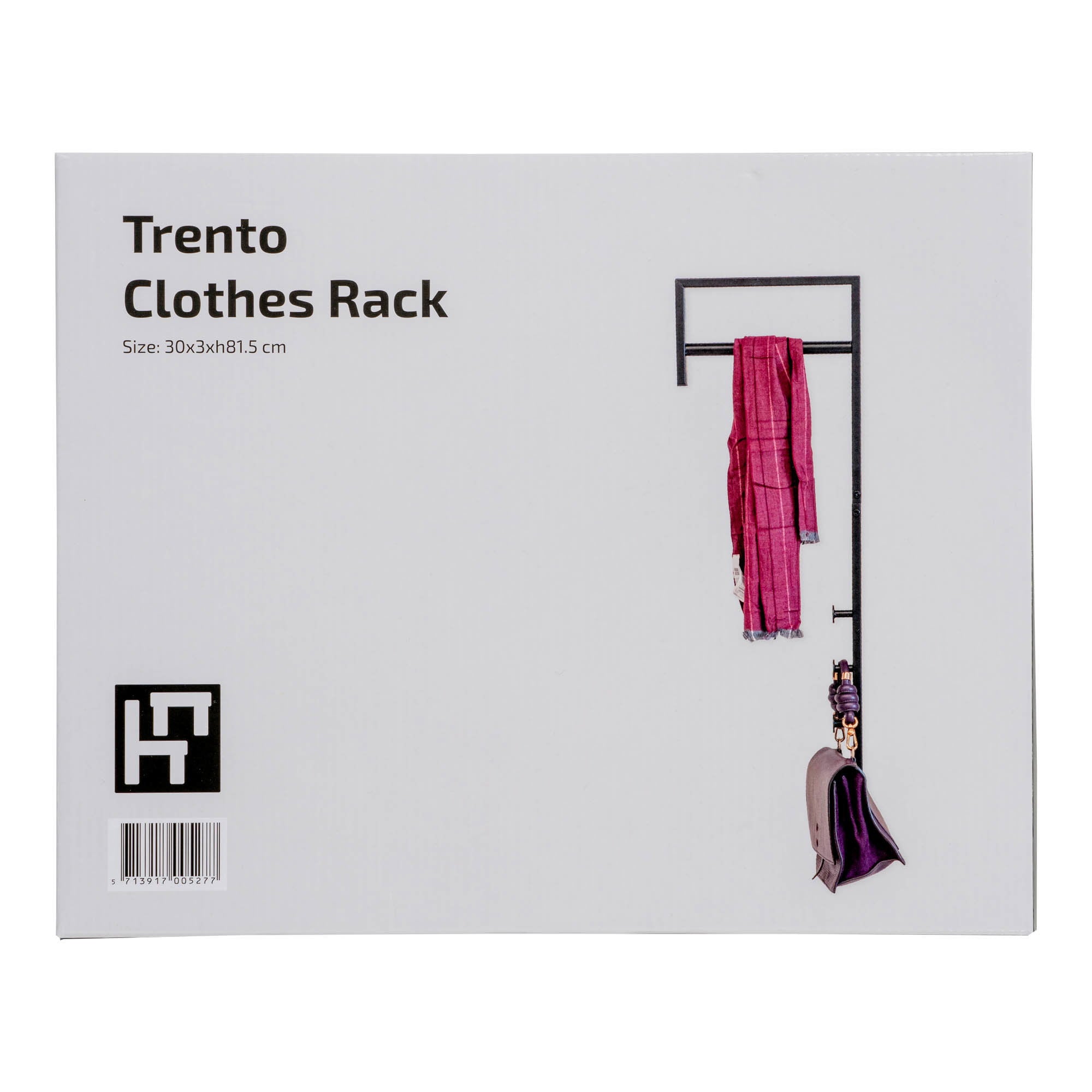 Trento kledingrek - kledingrek, metaal, zwart 3x30x82 cm