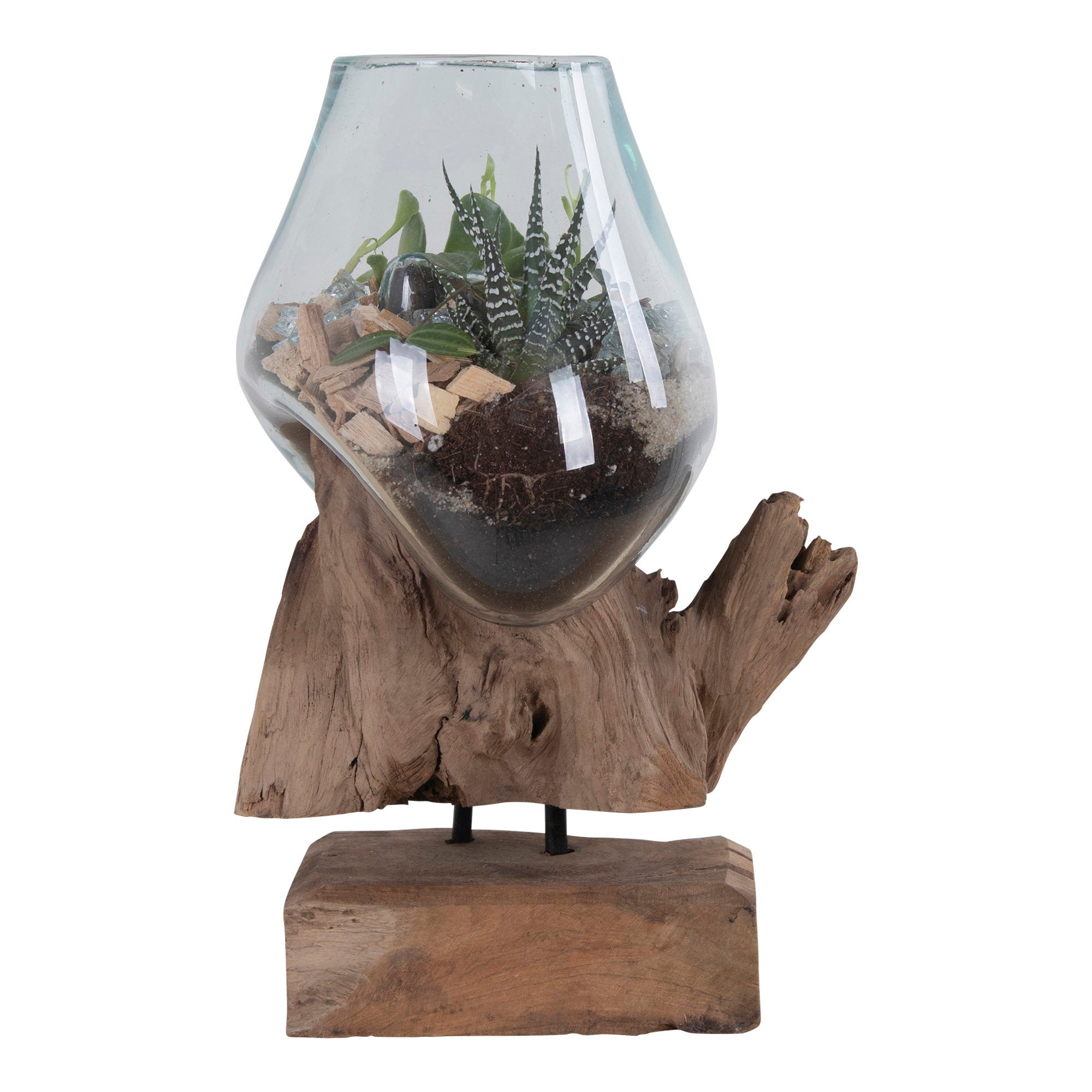 San Marino Waterdrop - Waterdrop, teak/glas, naturel H:25 cm