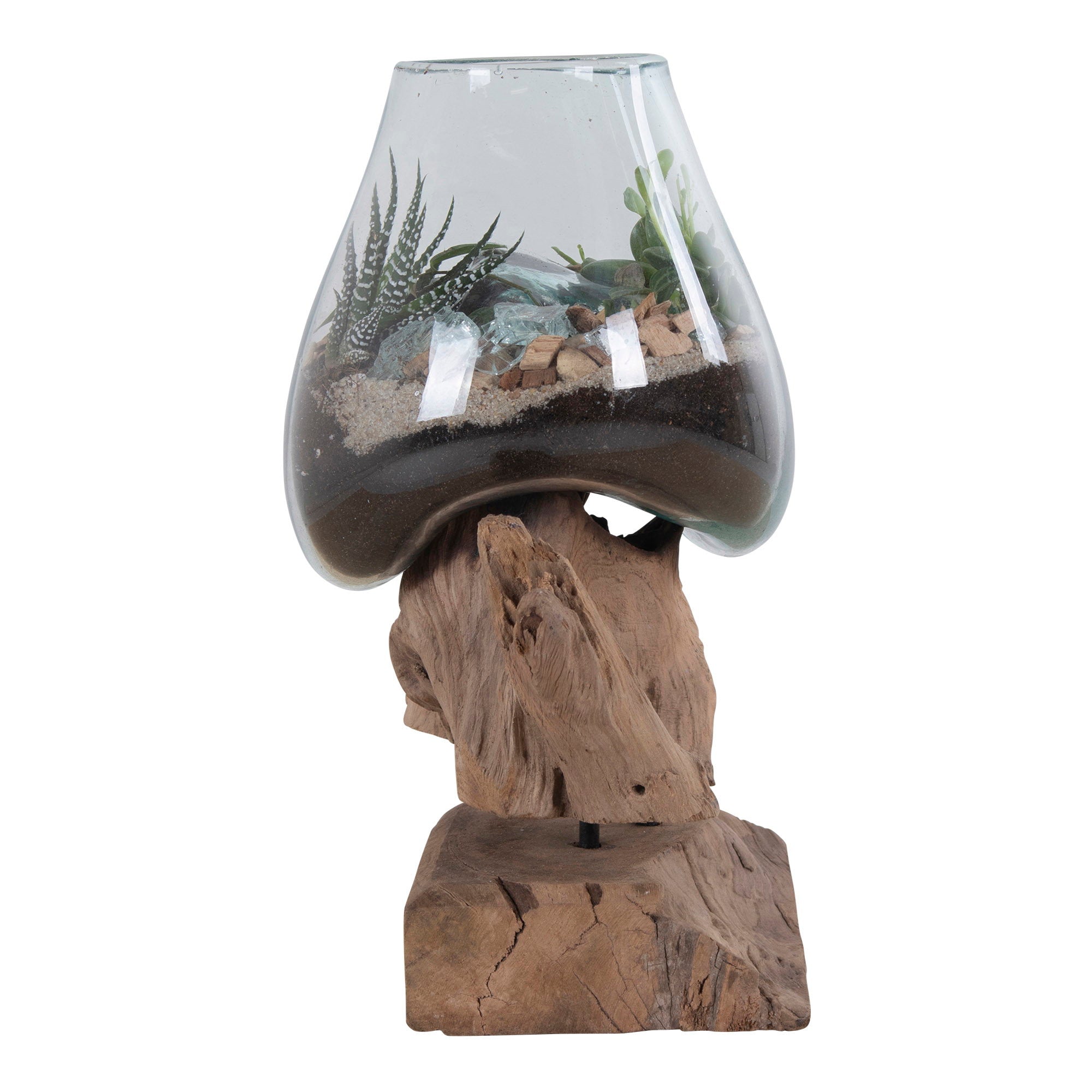 San Marino Waterdrop - Waterdrop, teak/glas, naturel H:25 cm