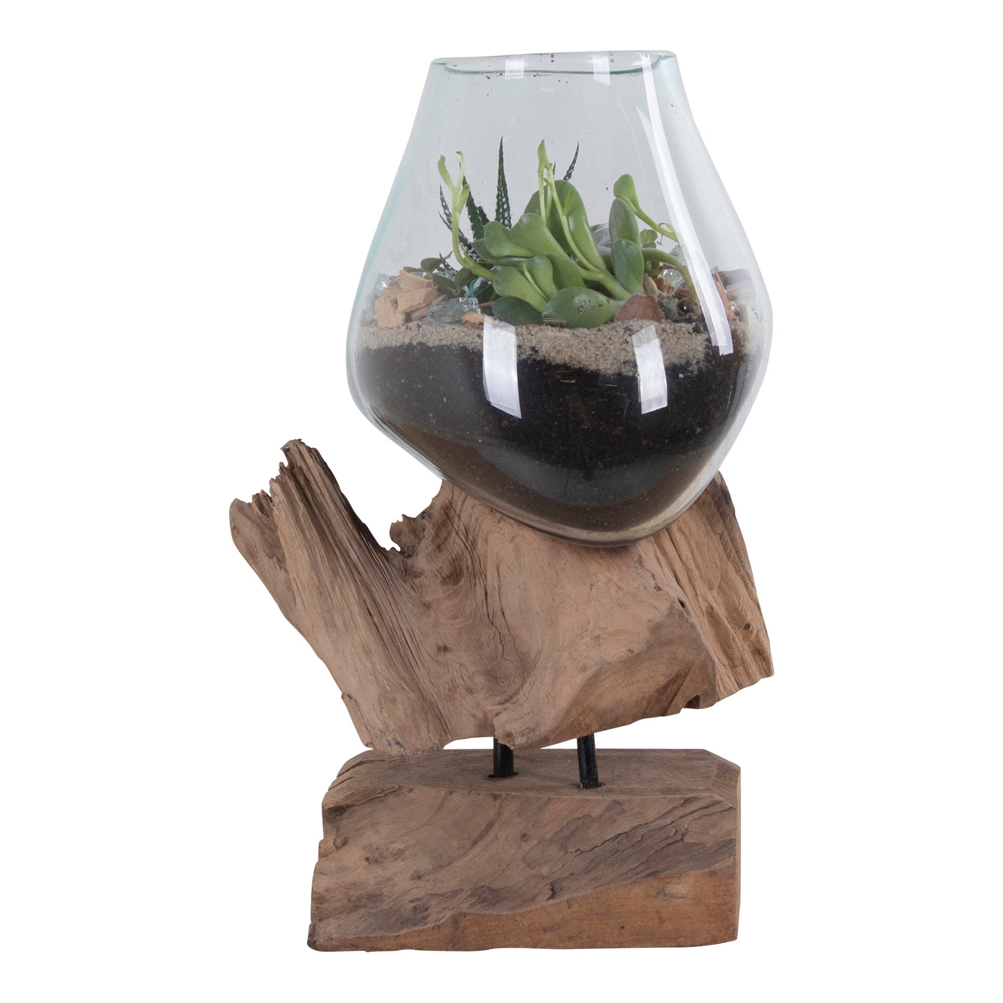 San Marino Waterdrop - Waterdrop, teak/glas, naturel H:25 cm