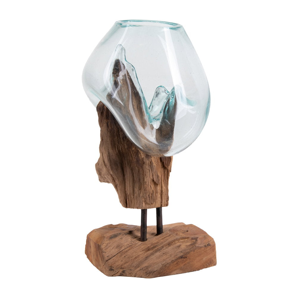 San Marino Waterdrop - Waterdrop, teak/glas, naturel H:25 cm