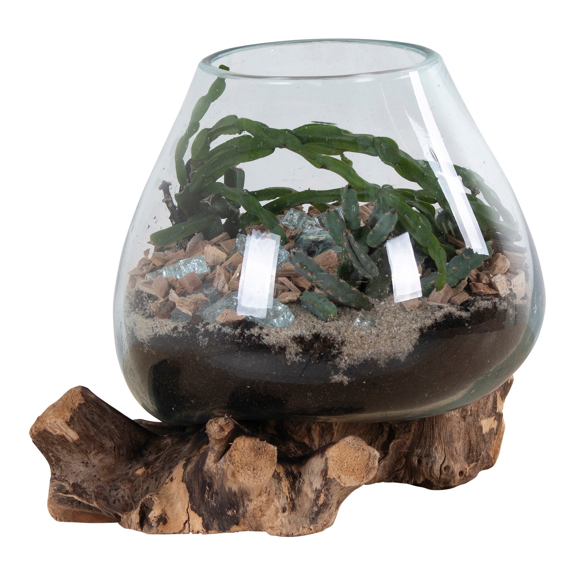 San Marino Waterdrop - Waterdrop, teak/glas, naturel H:15-20 cm