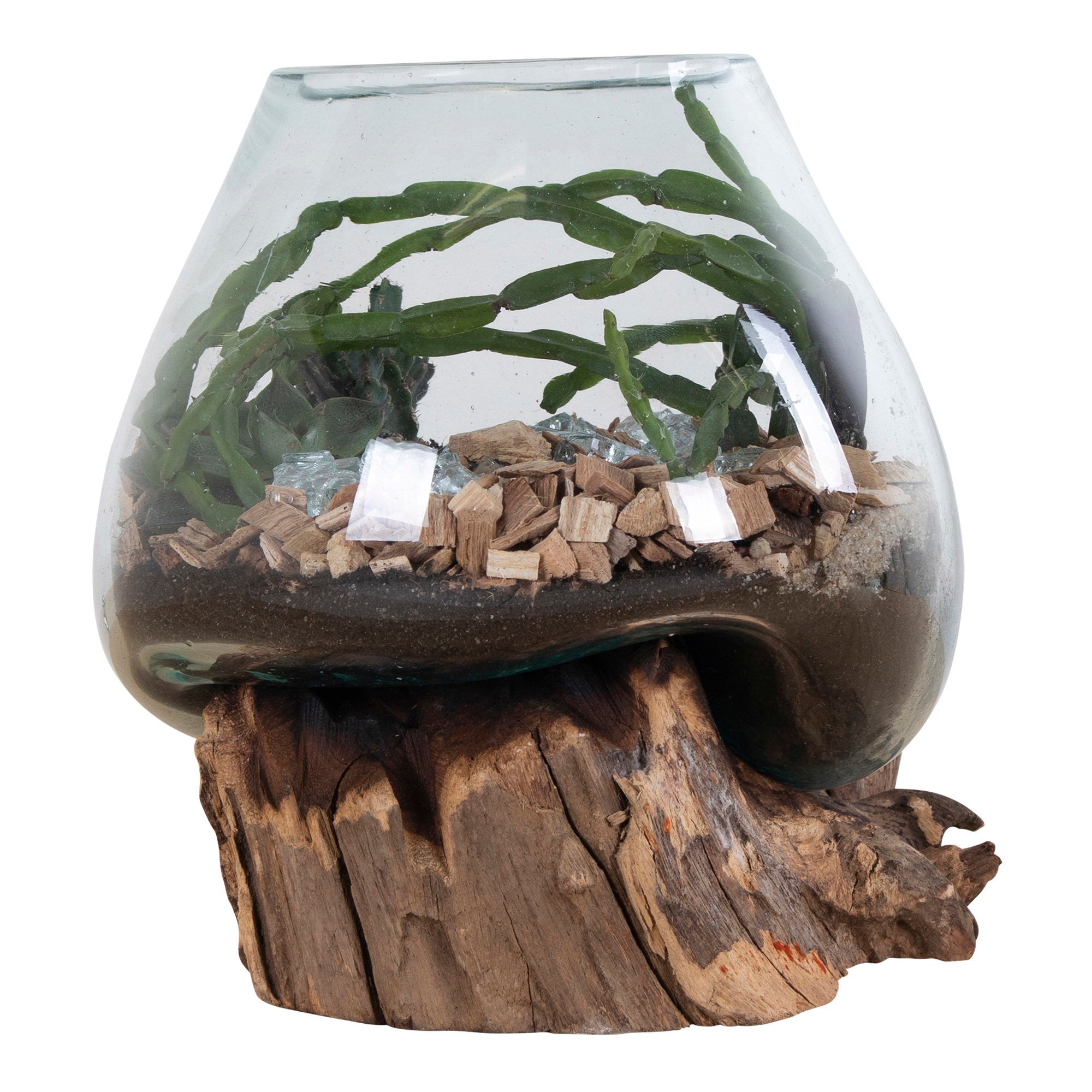 San Marino Waterdrop - Waterdrop, teak/glas, naturel H:15-20 cm