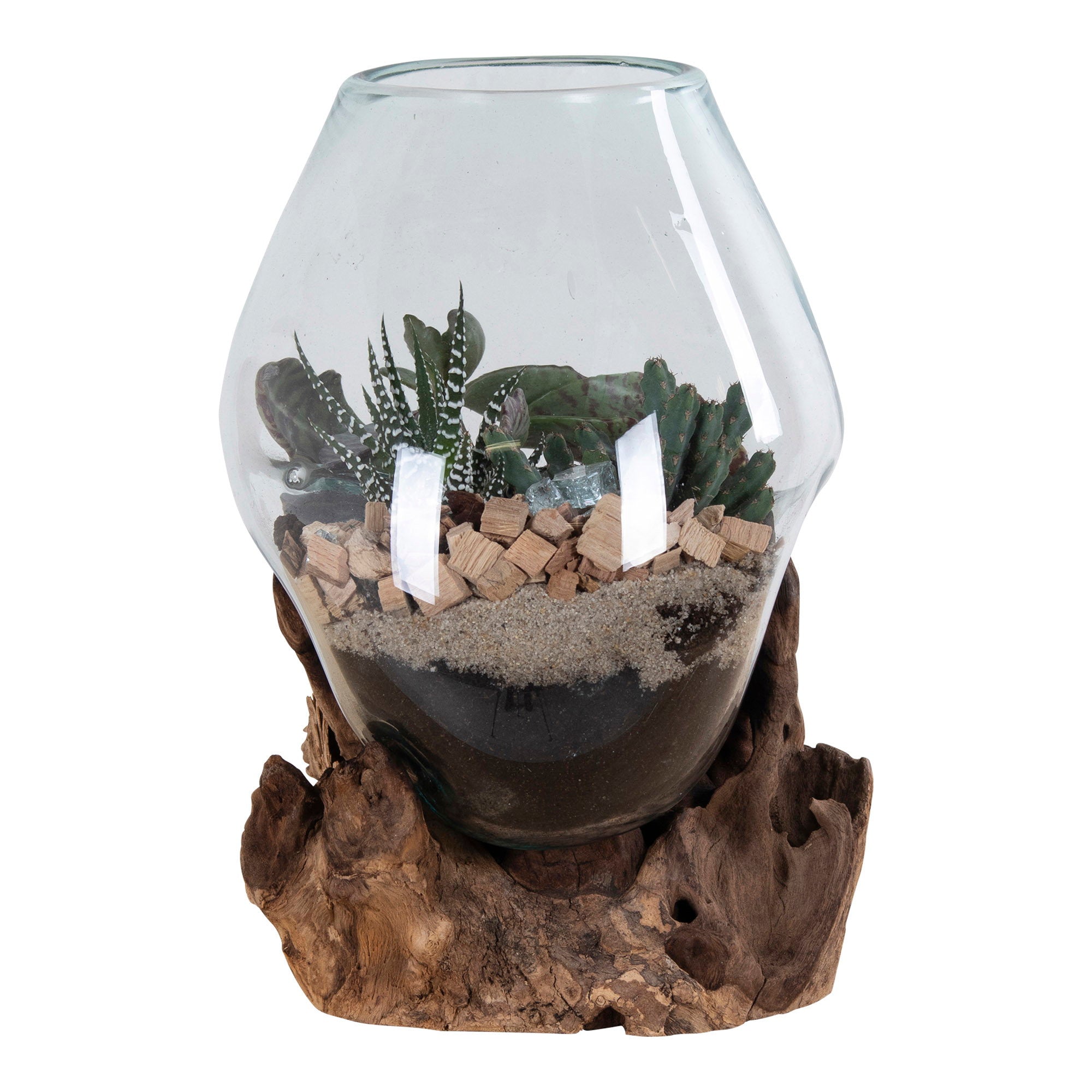 San Marino Waterdrop - Waterdrop, teak/glas, naturel H:15-20 cm
