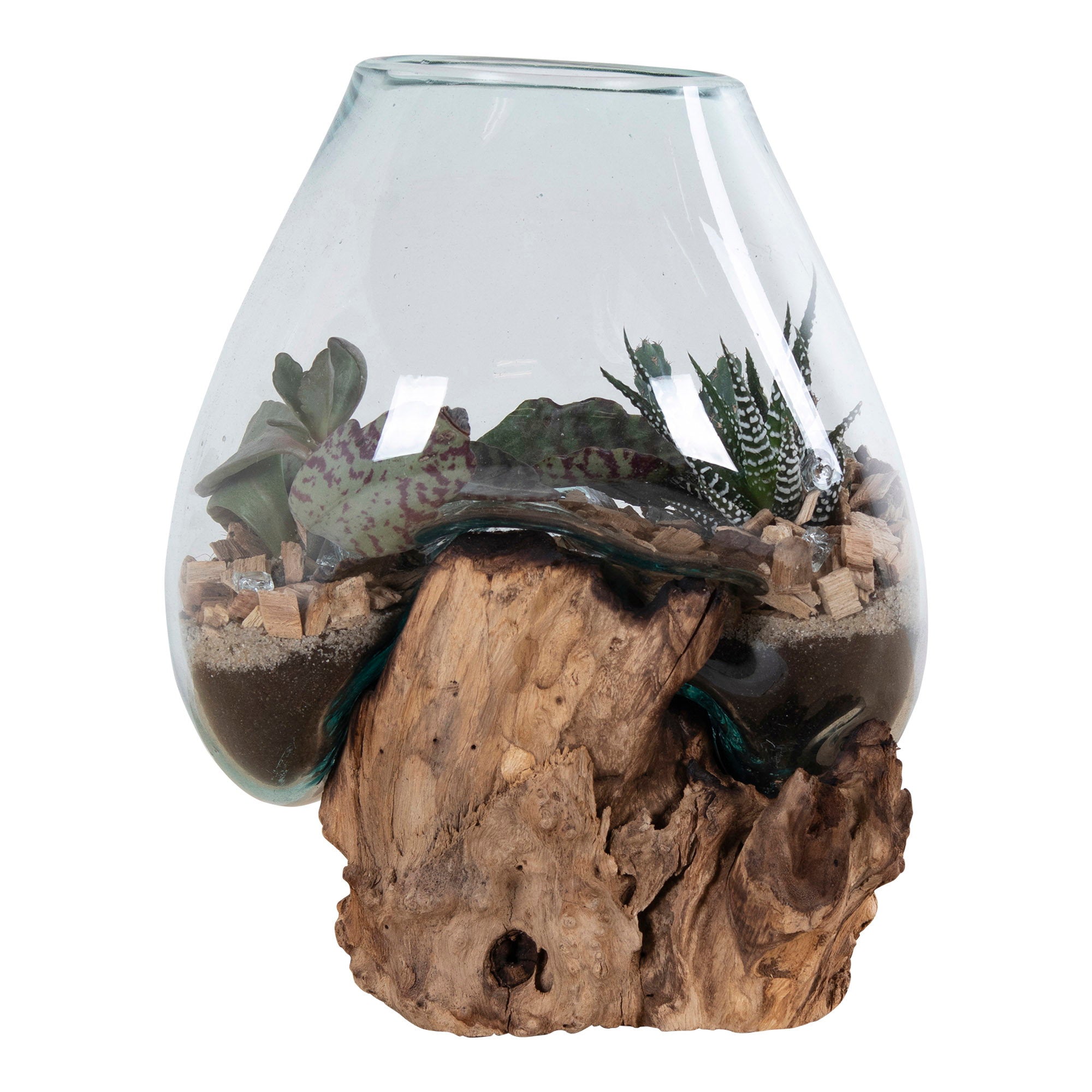 San Marino Waterdrop - Waterdrop, teak/glas, naturel H:15-20 cm