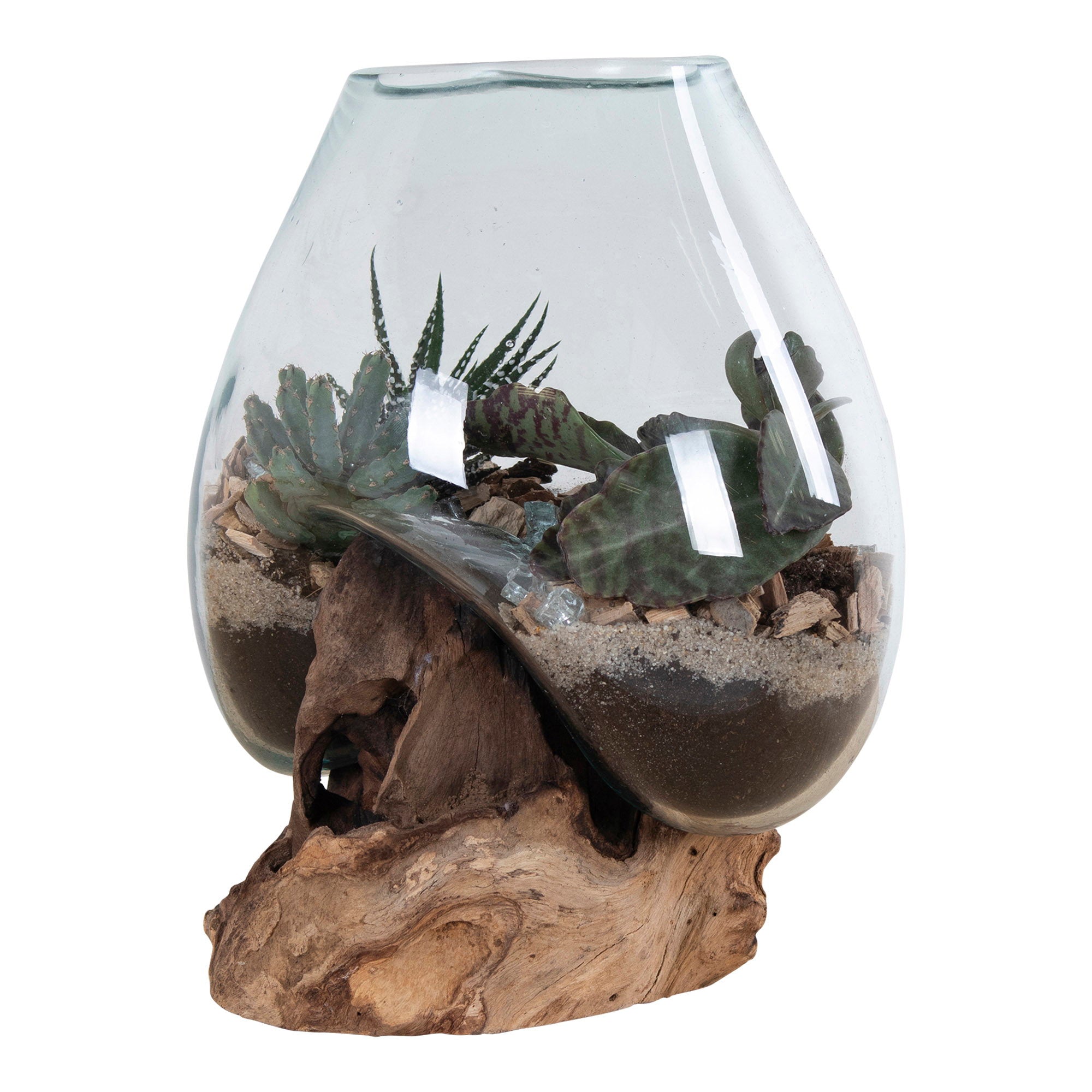 San Marino Waterdrop - Waterdrop, teak/glas, naturel H:15-20 cm