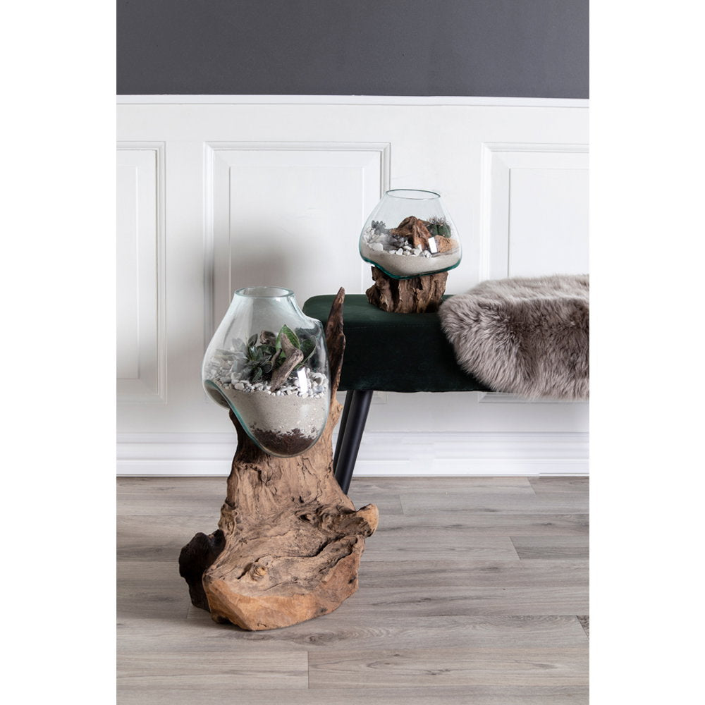 San Marino Waterdrop - Waterdrop, teak/glas, naturel H:15-20 cm