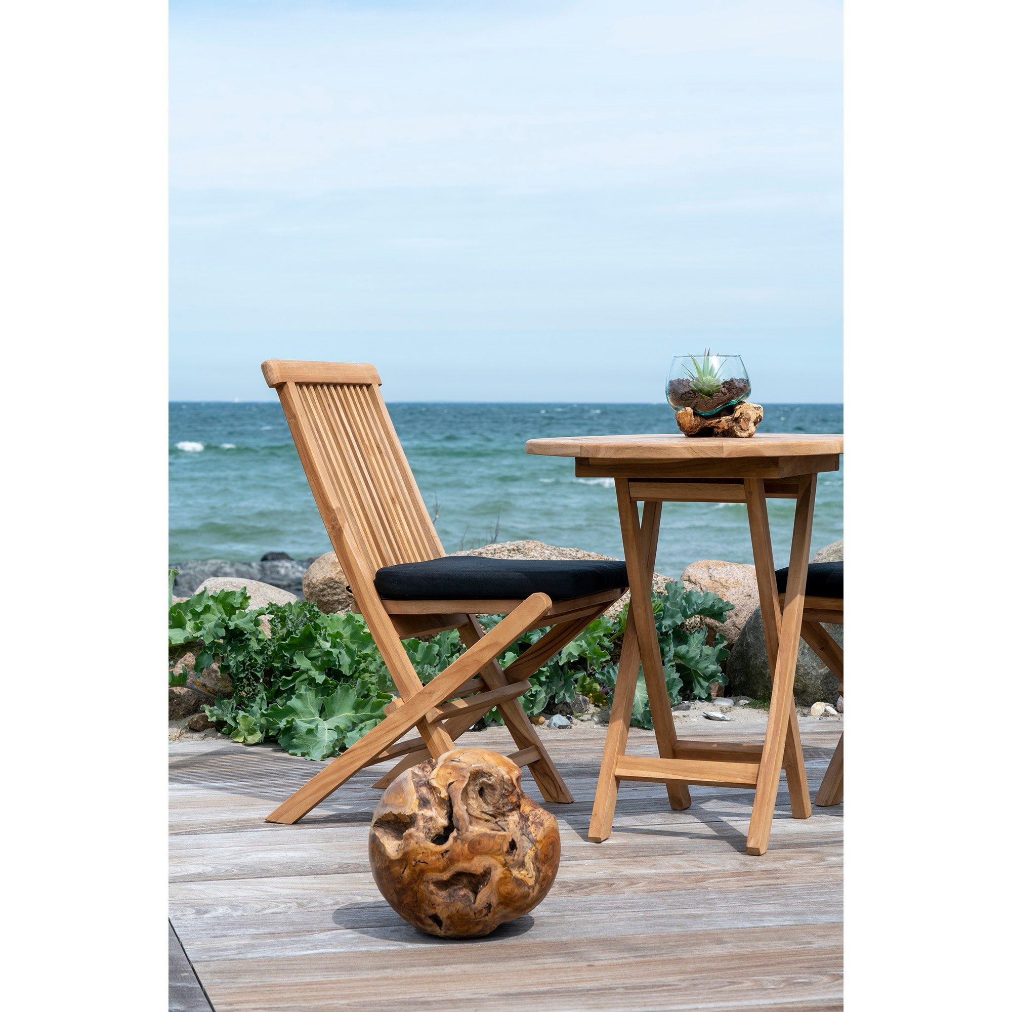 San Marino Waterdrop - Waterdrop, teak/glas, naturel H:15 cm