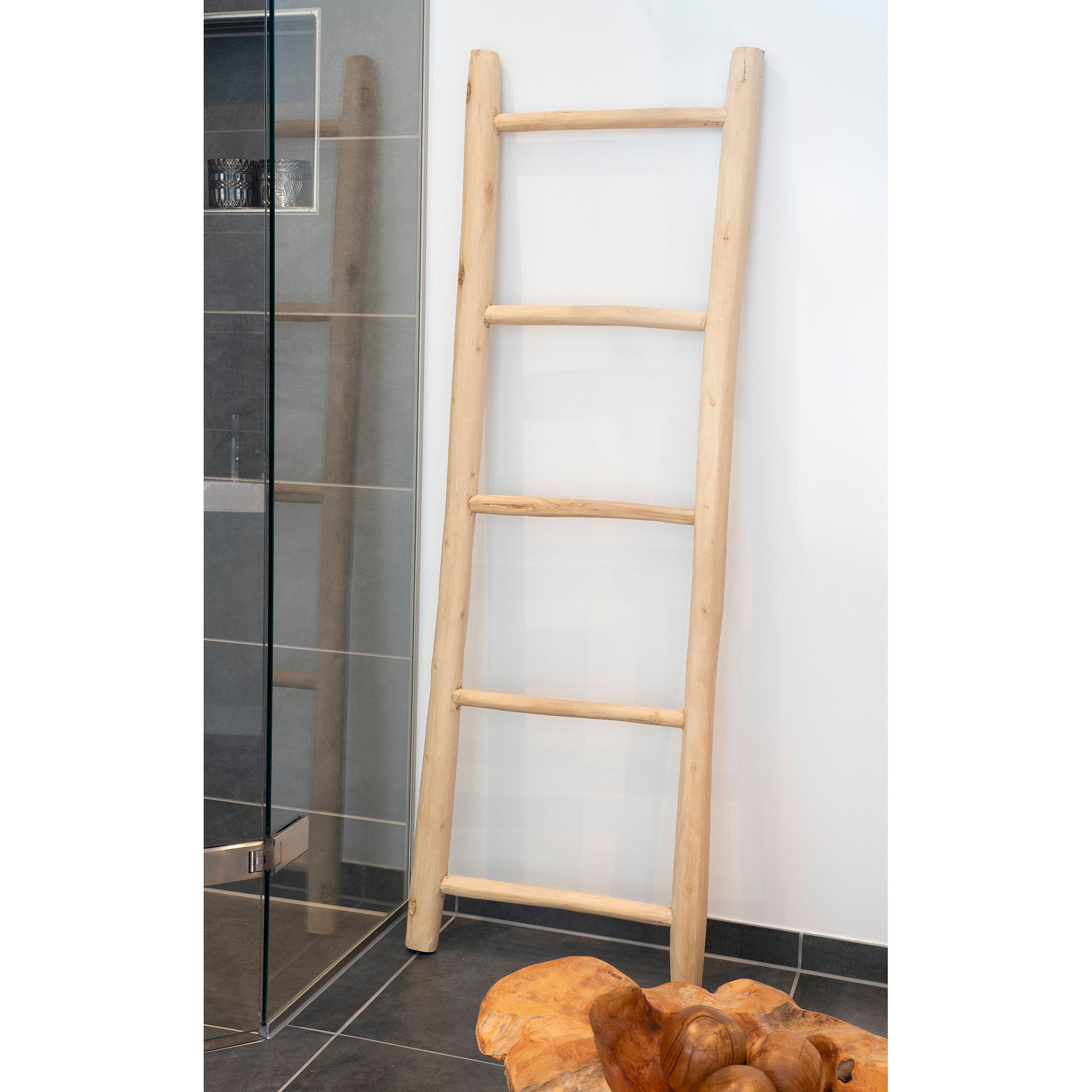 Decoratieve ladder - Decoratieve ladder, teak, naturel 50x150 cm