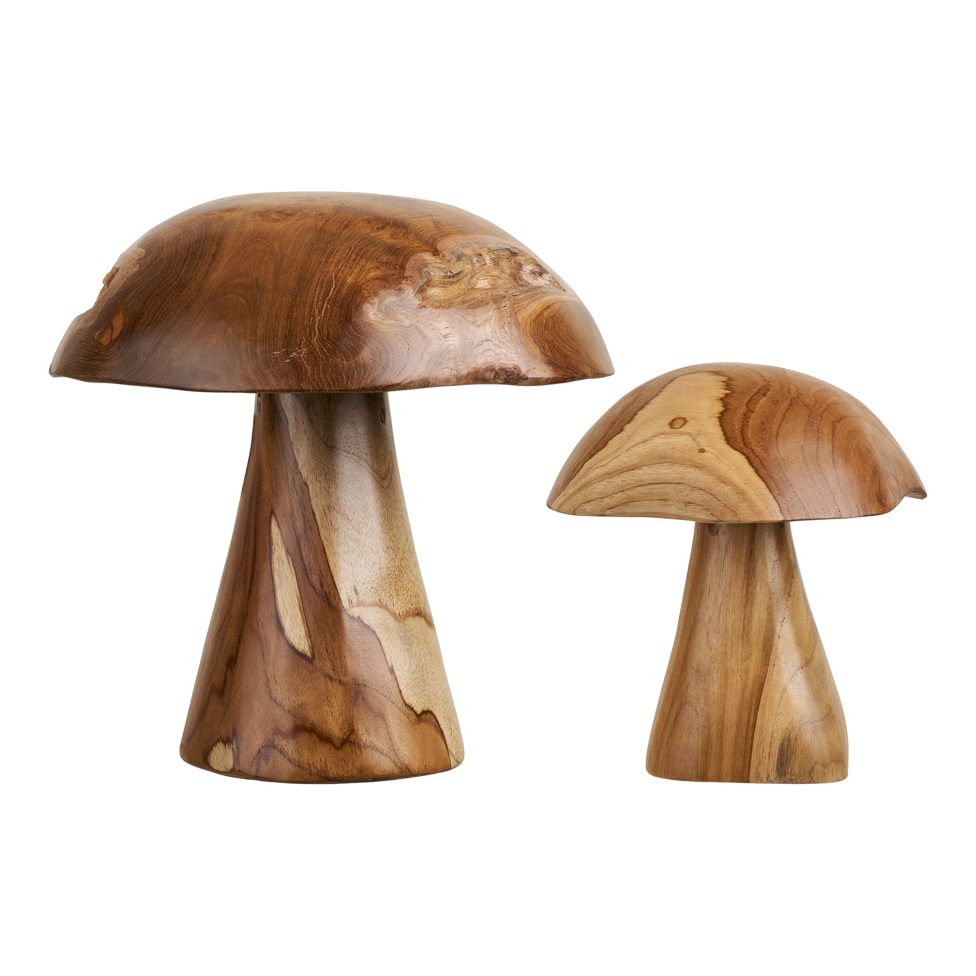 Kodi decoratieve paddenstoelen - decoratieve paddenstoelen, teak, naturel, set van 2