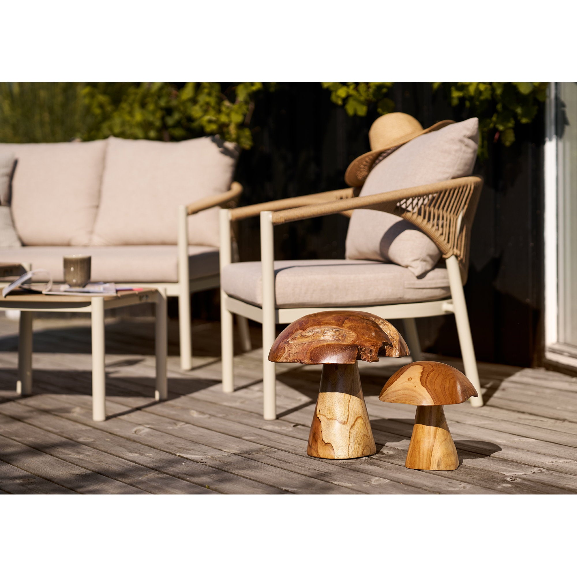 Kodi decoratieve paddenstoelen - decoratieve paddenstoelen, teak, naturel, set van 2