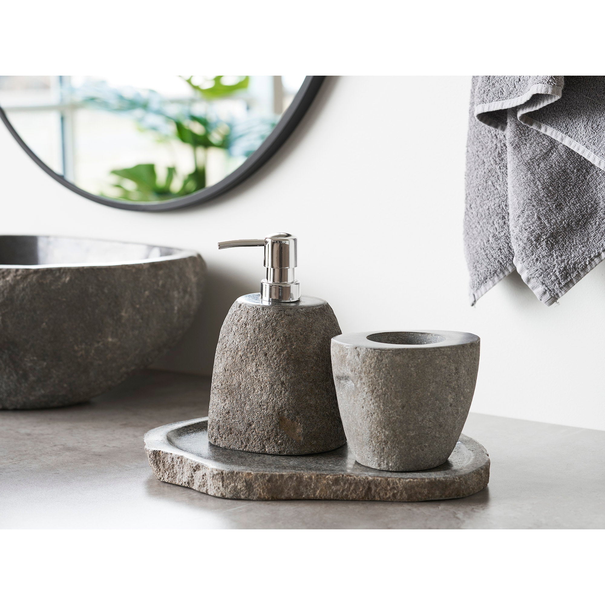 Gara Tray - dienblad, riviersteen, naturel 30x25x3 cm