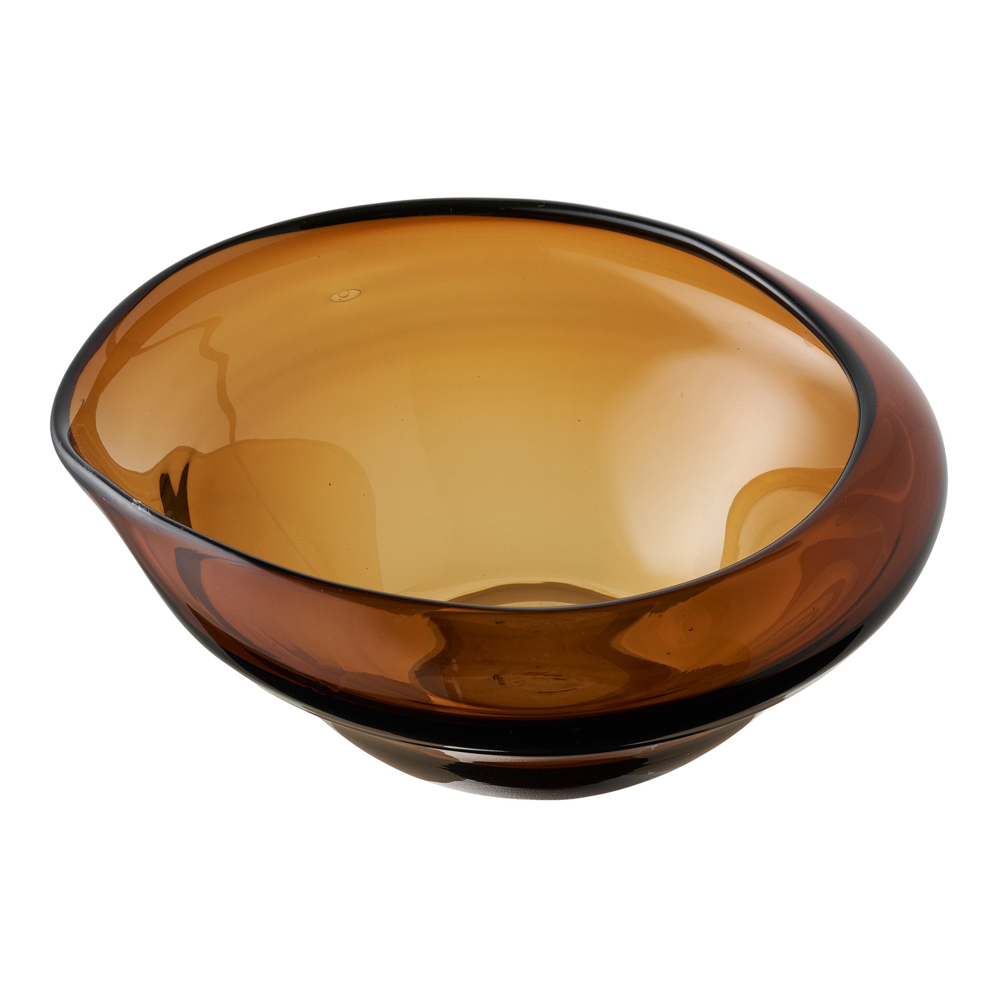 Kom - Kom, mondgeblazen glas, gerookt bruin 29x26x11 cm