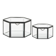 Torpe Box - doos, glas/metaal, helder/zwart, set van 2