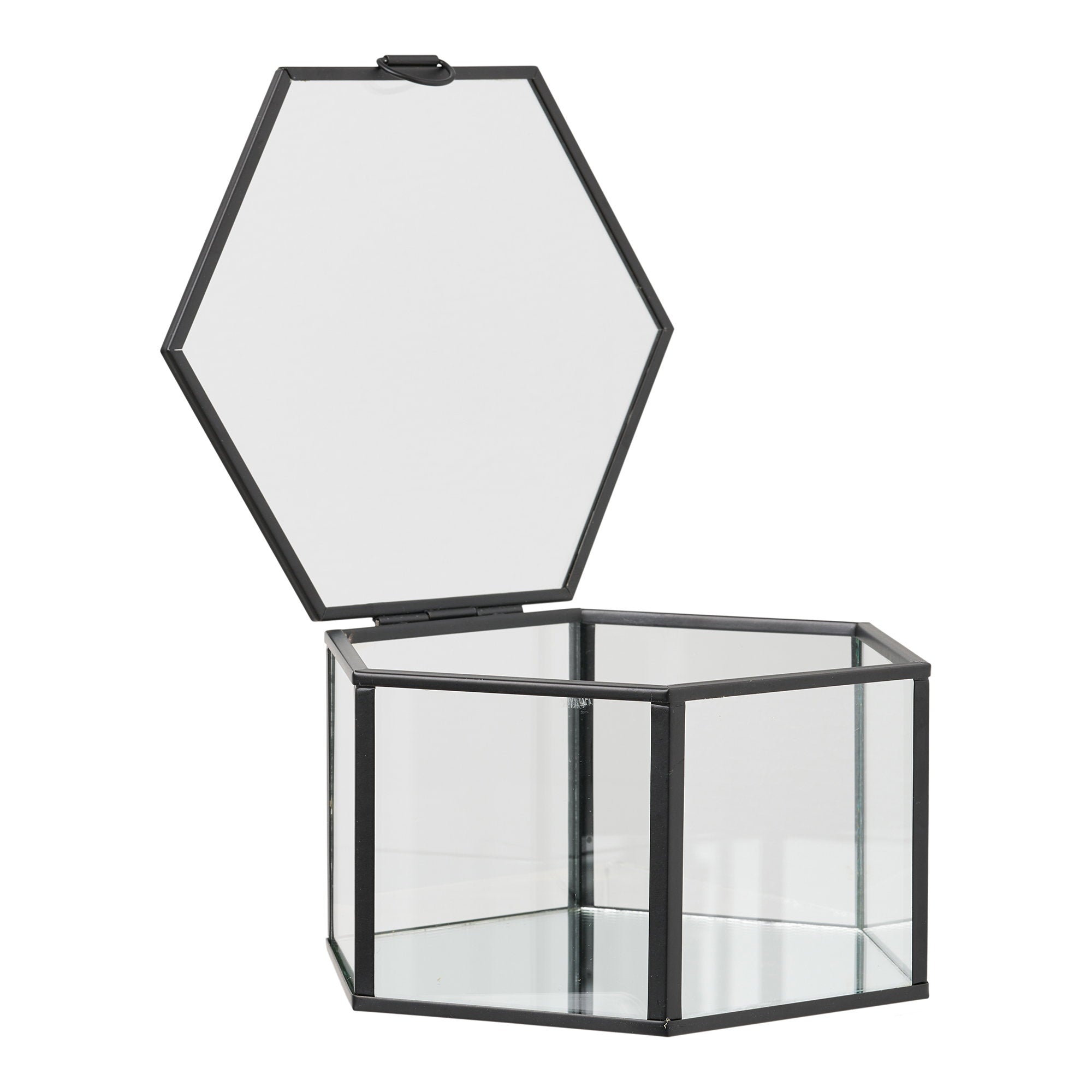 Torpe Box - doos, glas/metaal, helder/zwart, set van 2