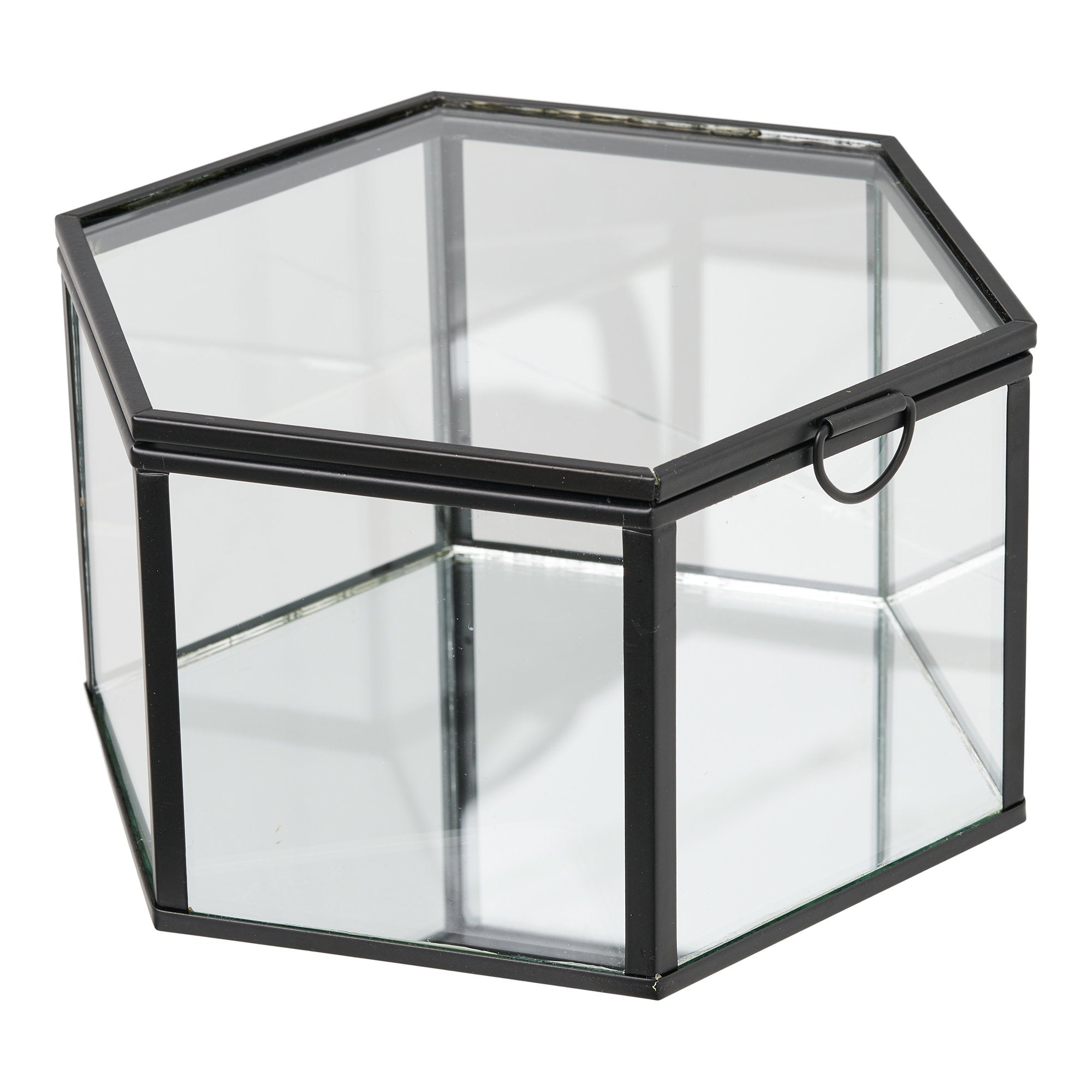 Torpe Box - doos, glas/metaal, helder/zwart, set van 2