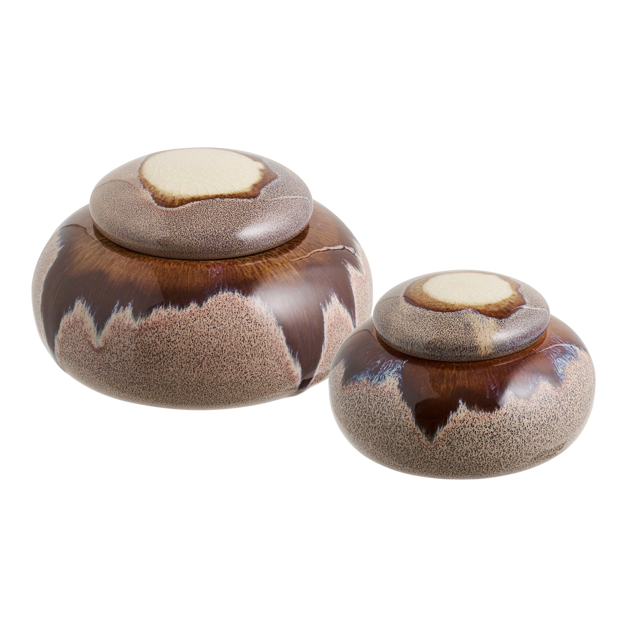 Potten - Potten, keramisch, bruin, set van 2