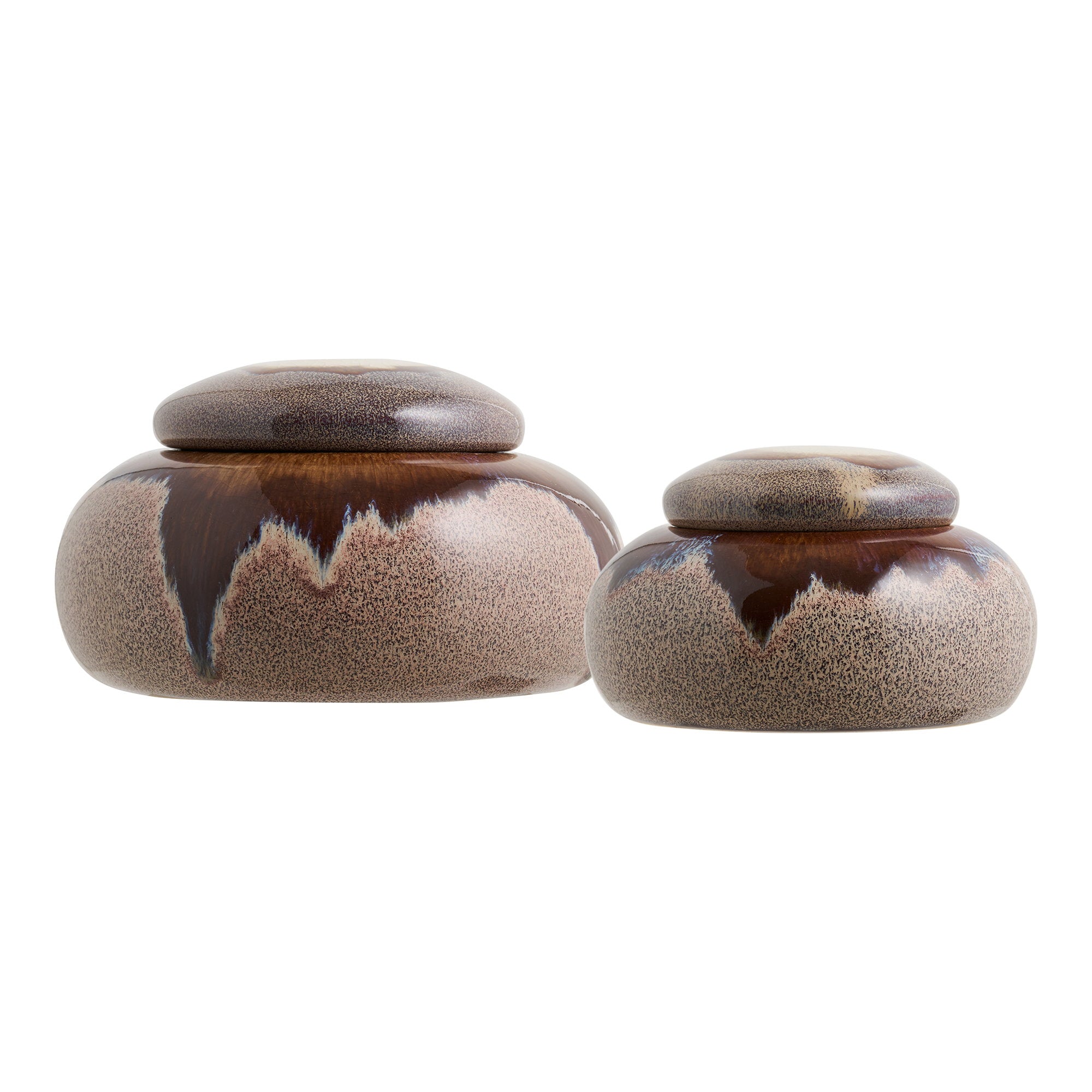 Potten - Potten, keramisch, bruin, set van 2