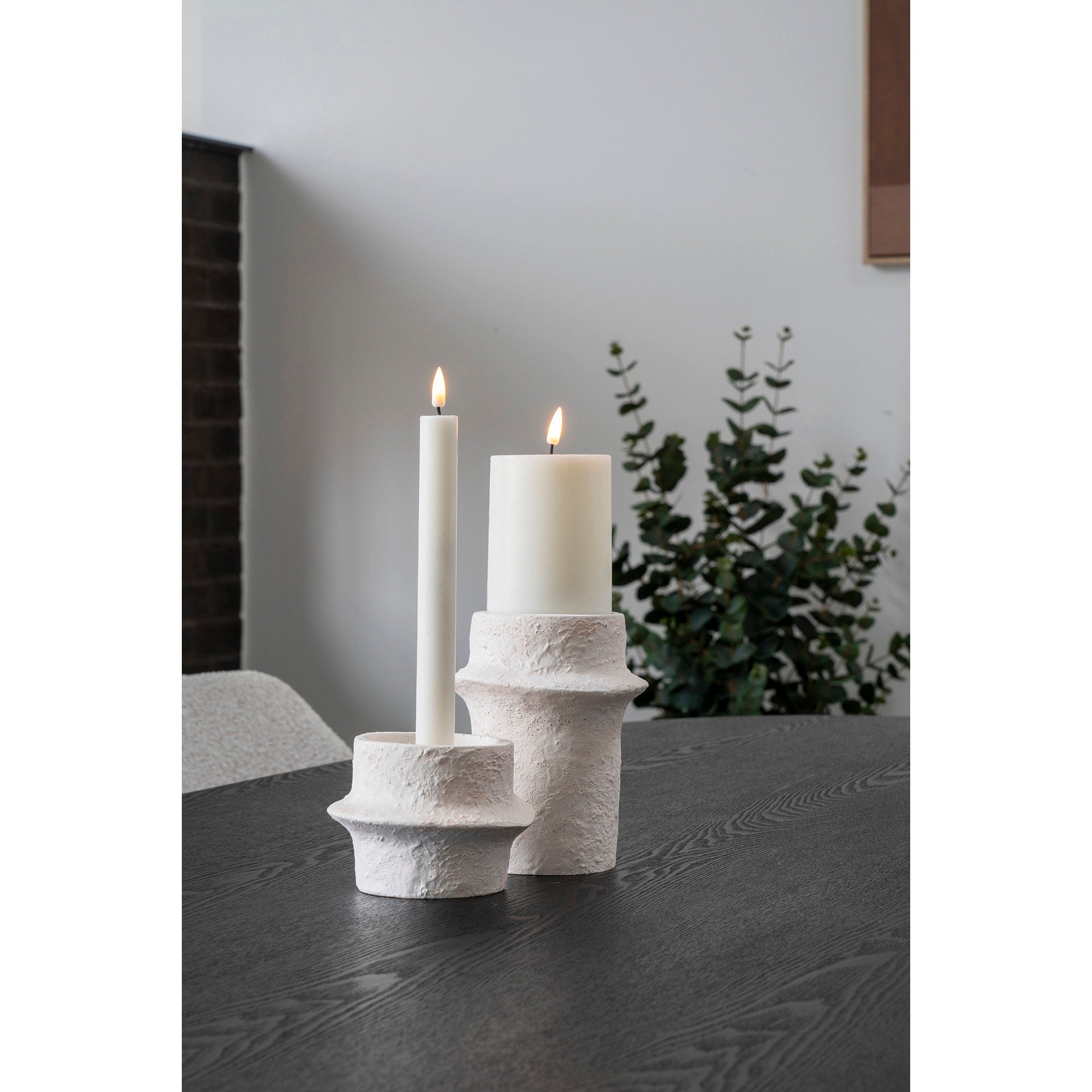 Kaarsenhouder - kaarsenhouder, cement, wit, set van 2
