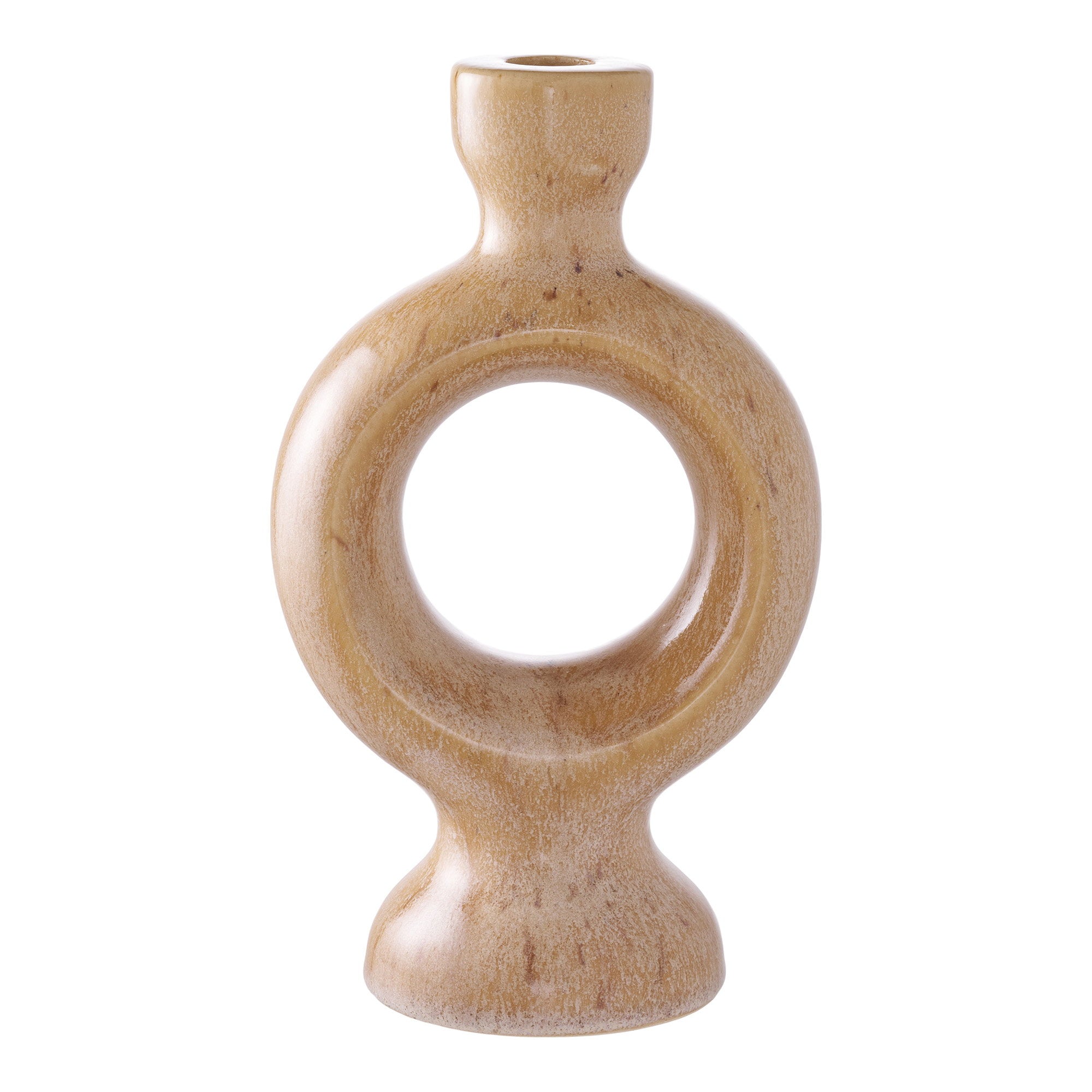 Kaarsenhouder - kaarsenhouder, keramisch, bruin 13,5x8,8x23,4 cm