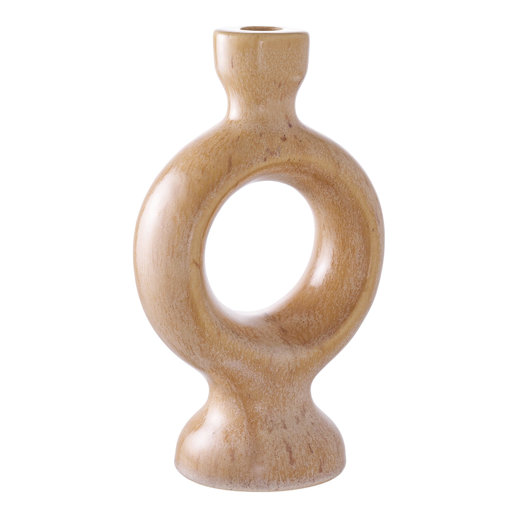 Kaarsenhouder - kaarsenhouder, keramisch, bruin 13,5x8,8x23,4 cm