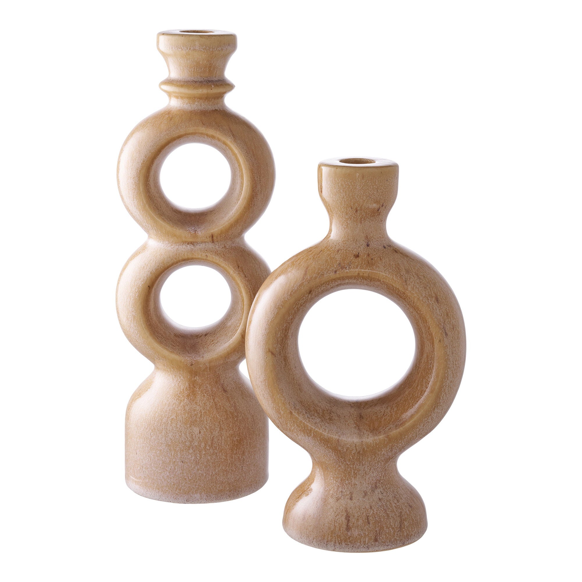 Kaarsenhouder - kaarsenhouder, keramisch, bruin 13,5x8,8x23,4 cm