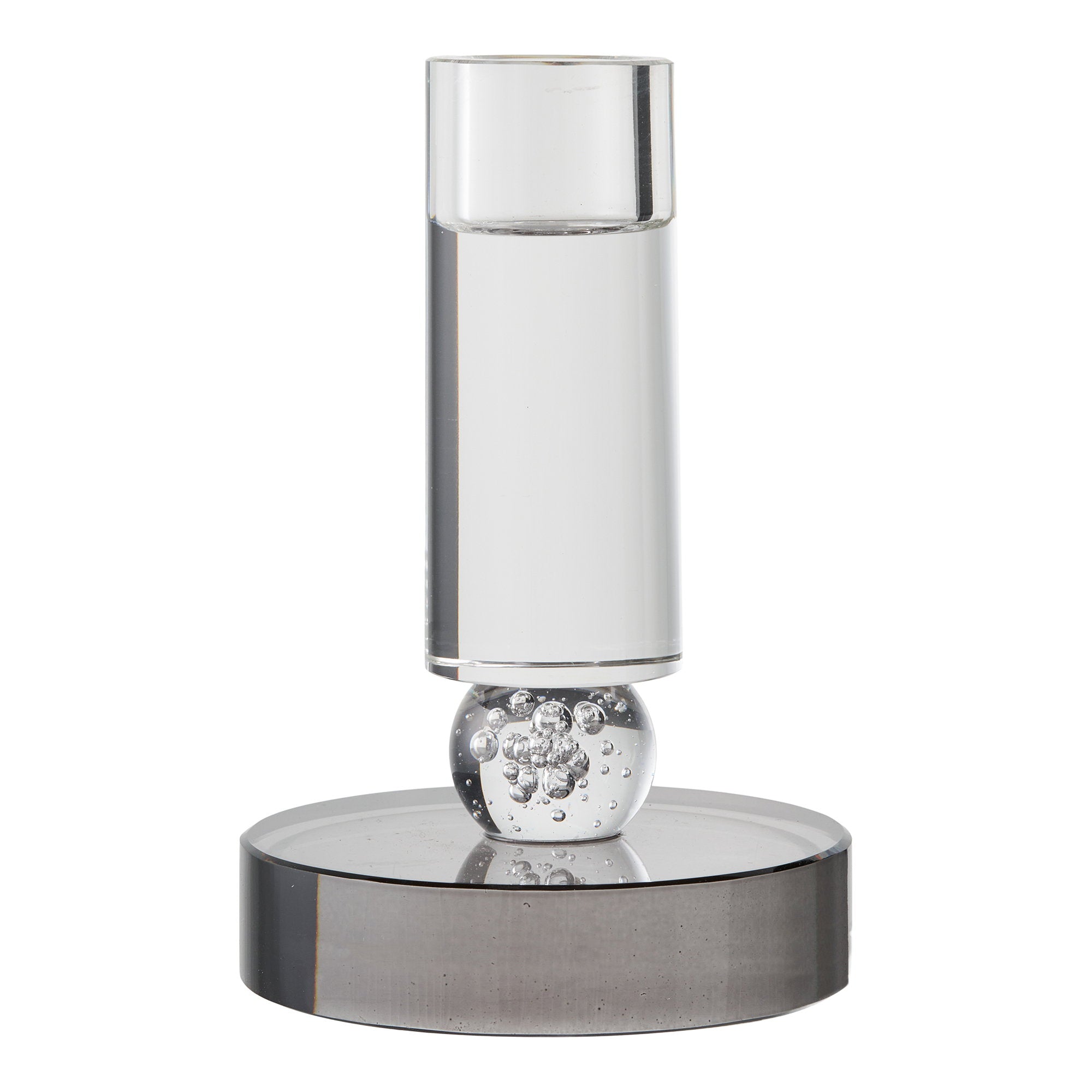 Kaarsenhouder - Kaarsenhouder, glas, grijs/wit ø9x13 cm