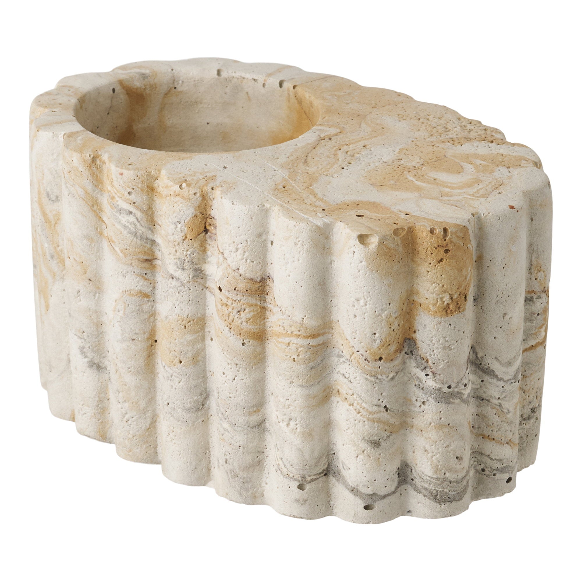Waxinelichthouder - waxinelichthouder, cement, bruin/beige ø10,5x6 cm