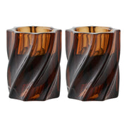 Kaarsenhouder - Kaarsenhouder, glas, gerookt bruin, set van 2