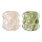 Kandelaar - Kandelaar, glas, beige/groen, set van 2
