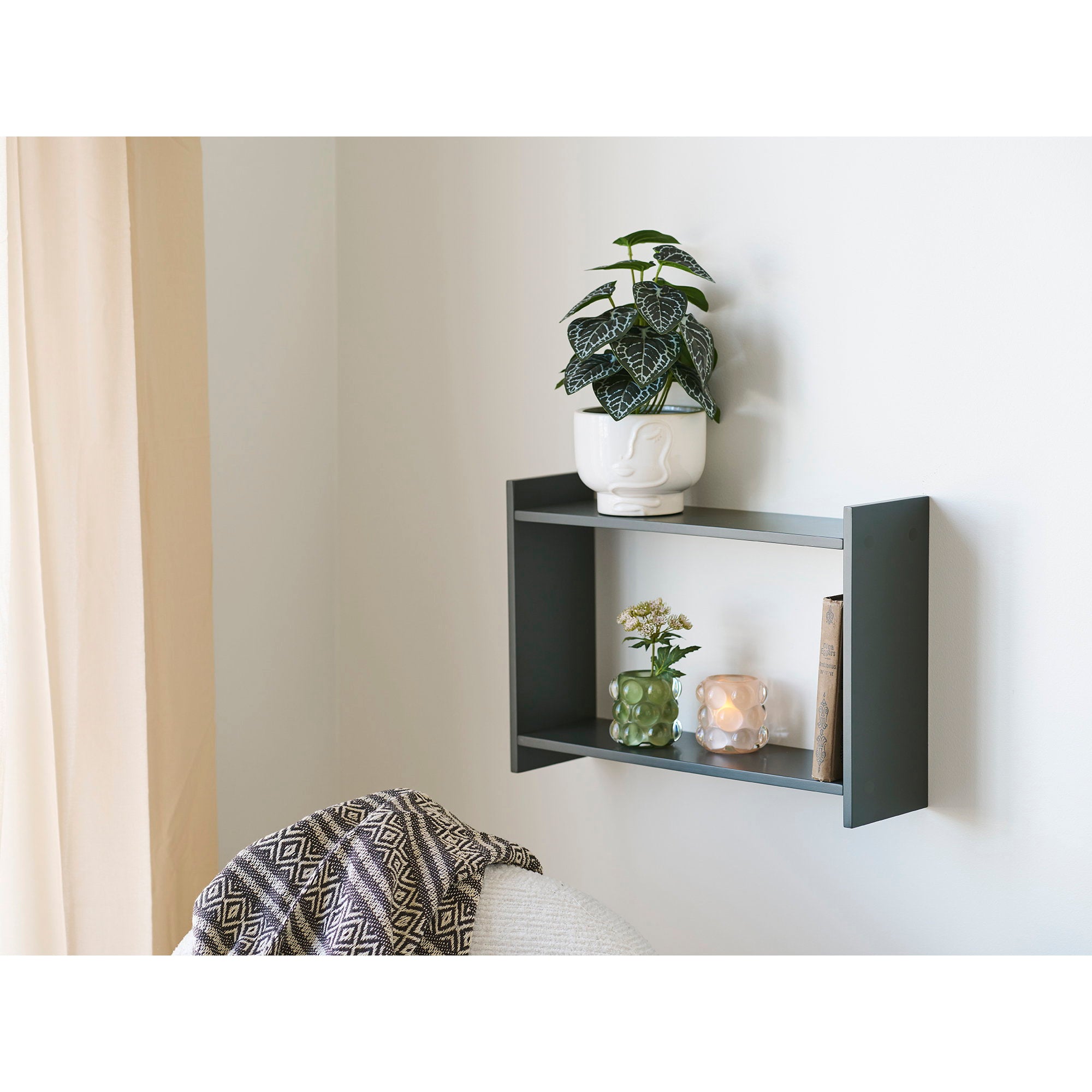Kandelaar - Kandelaar, glas, beige/groen, set van 2