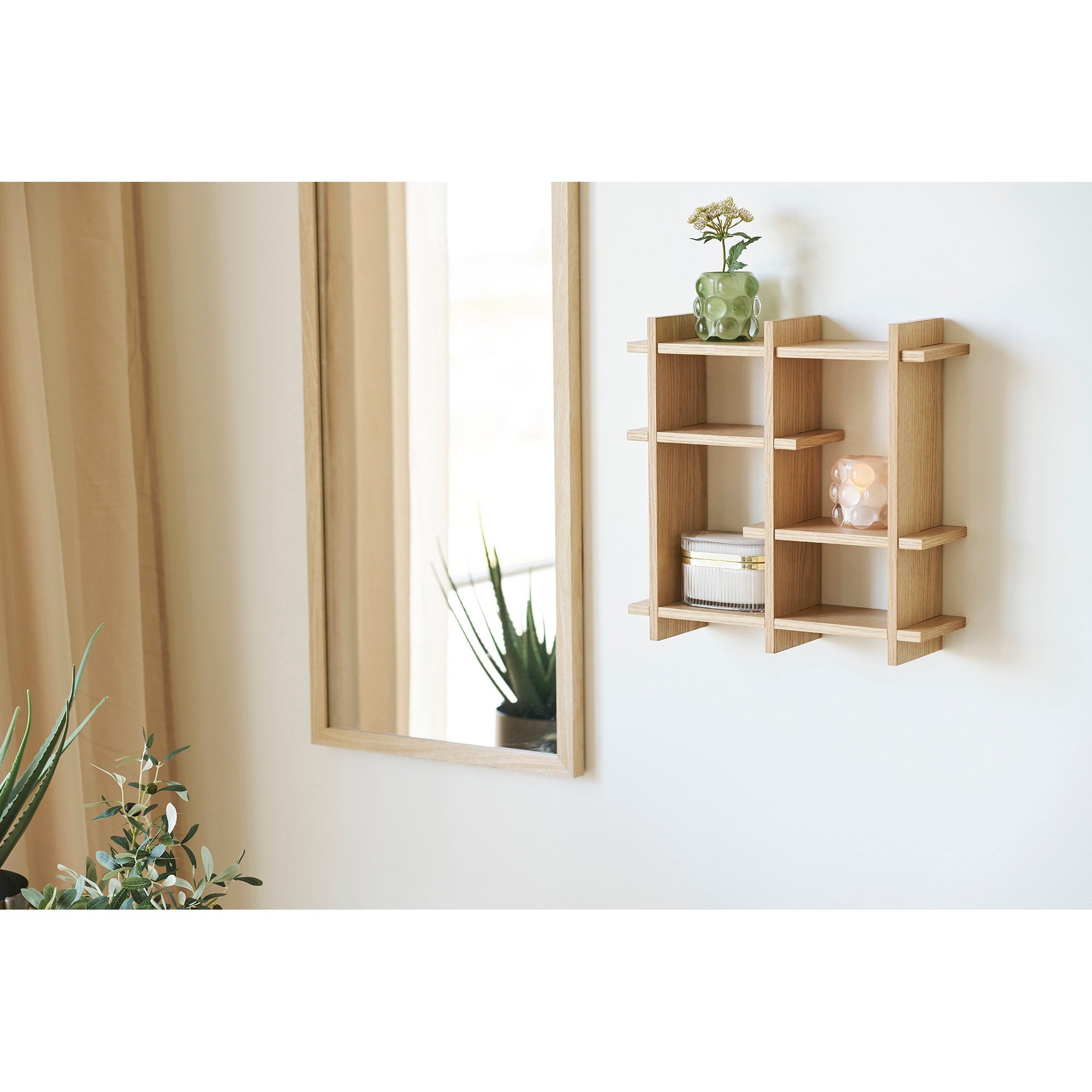 Kandelaar - Kandelaar, glas, beige/groen, set van 2