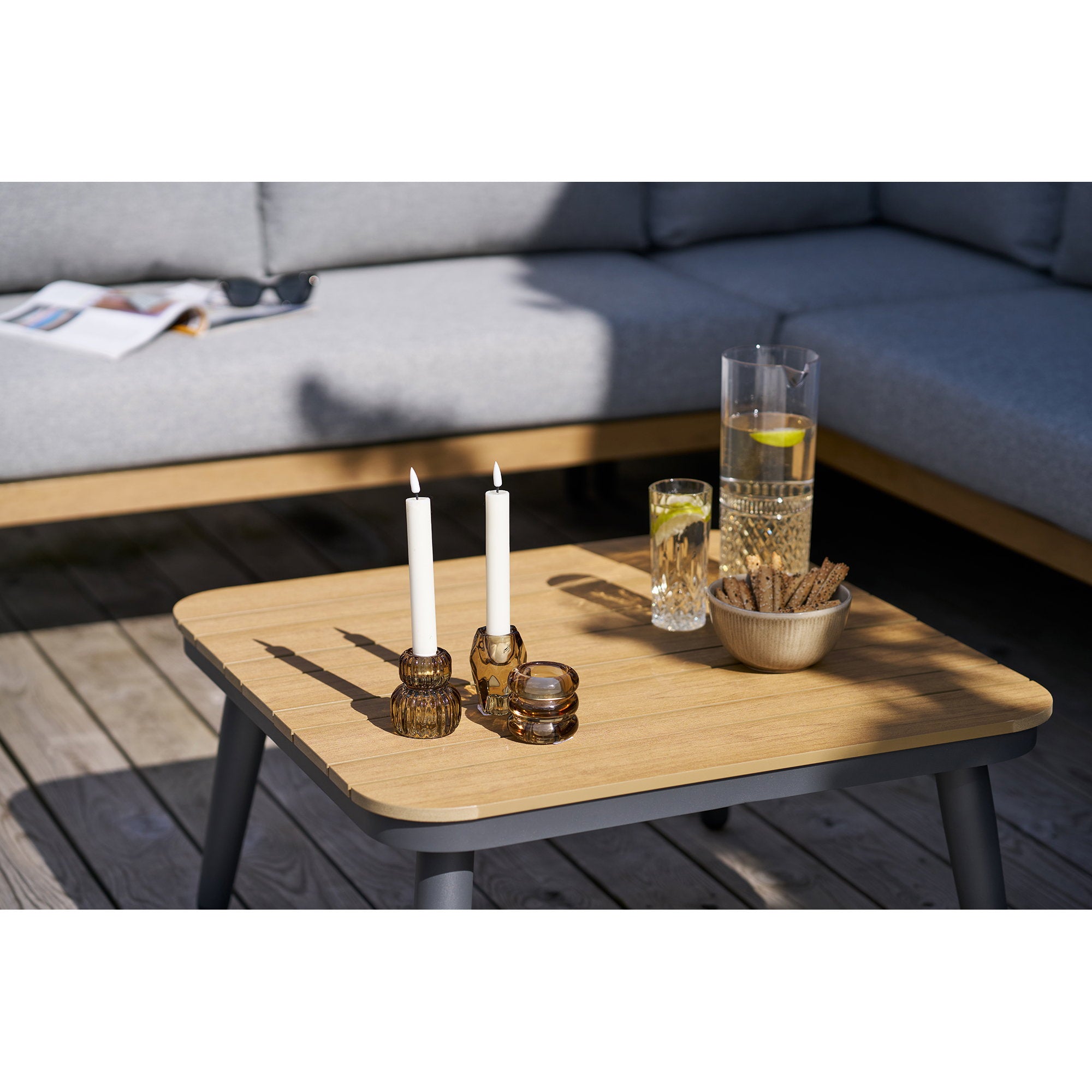 Kandelaar - Kaarsenhouder, glas, rookbruin, set van 3