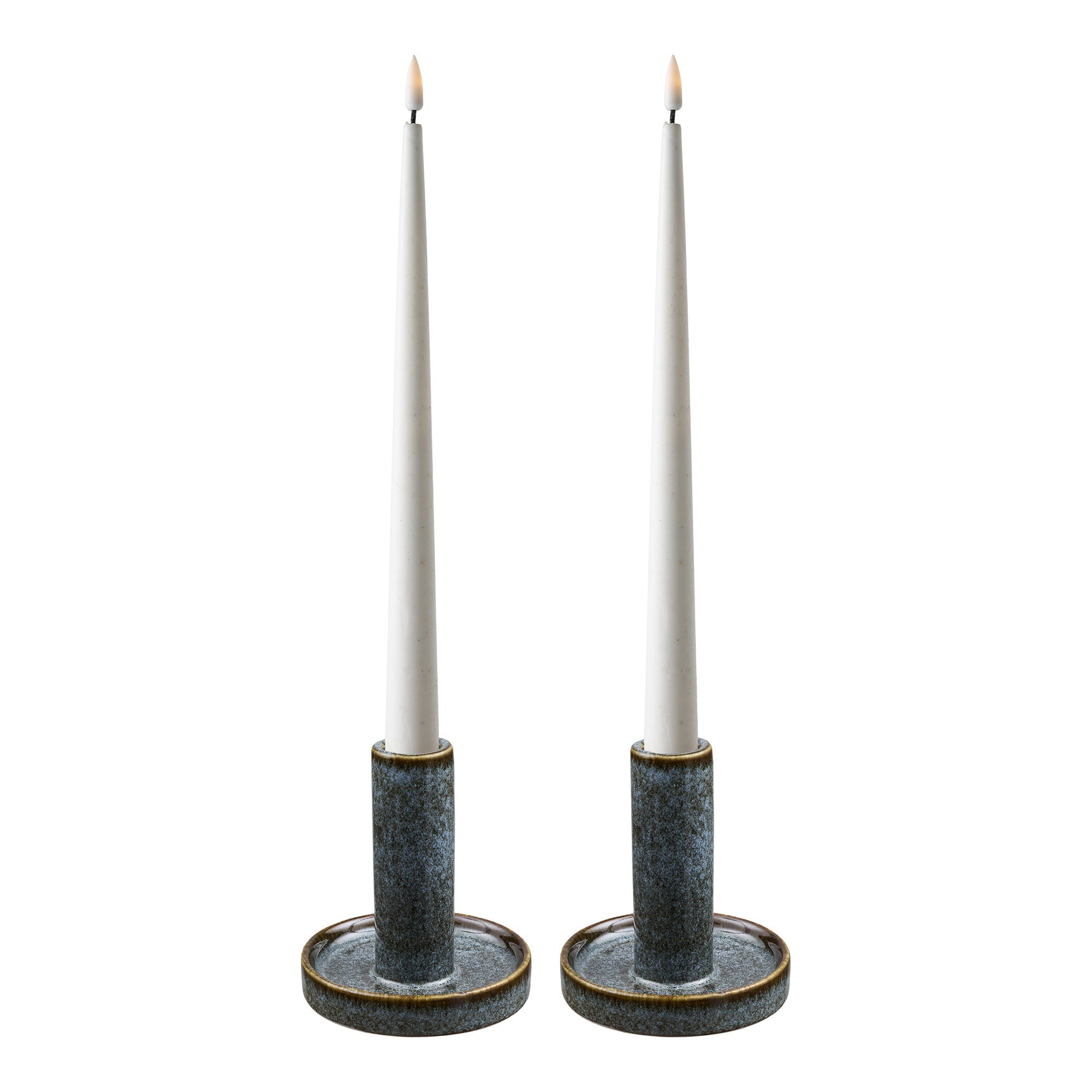 Kaarsenhouders - Kaarsenhouders, van keramiek, Key Largo-blauw, set van 2
