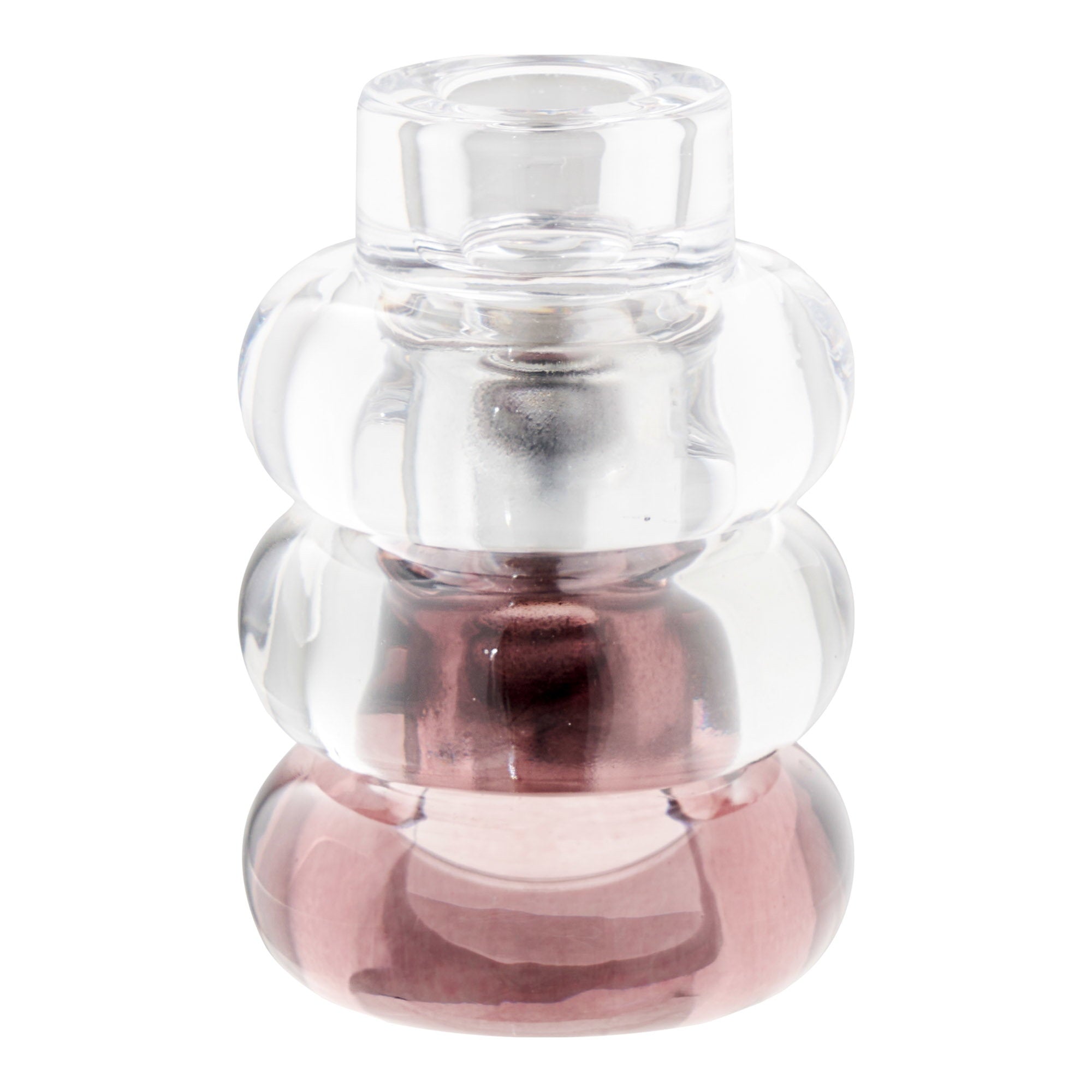 Kaarsenhouders - Kaarsenhouders, glas, helder/gerookt grijs/marron rood, set van 3