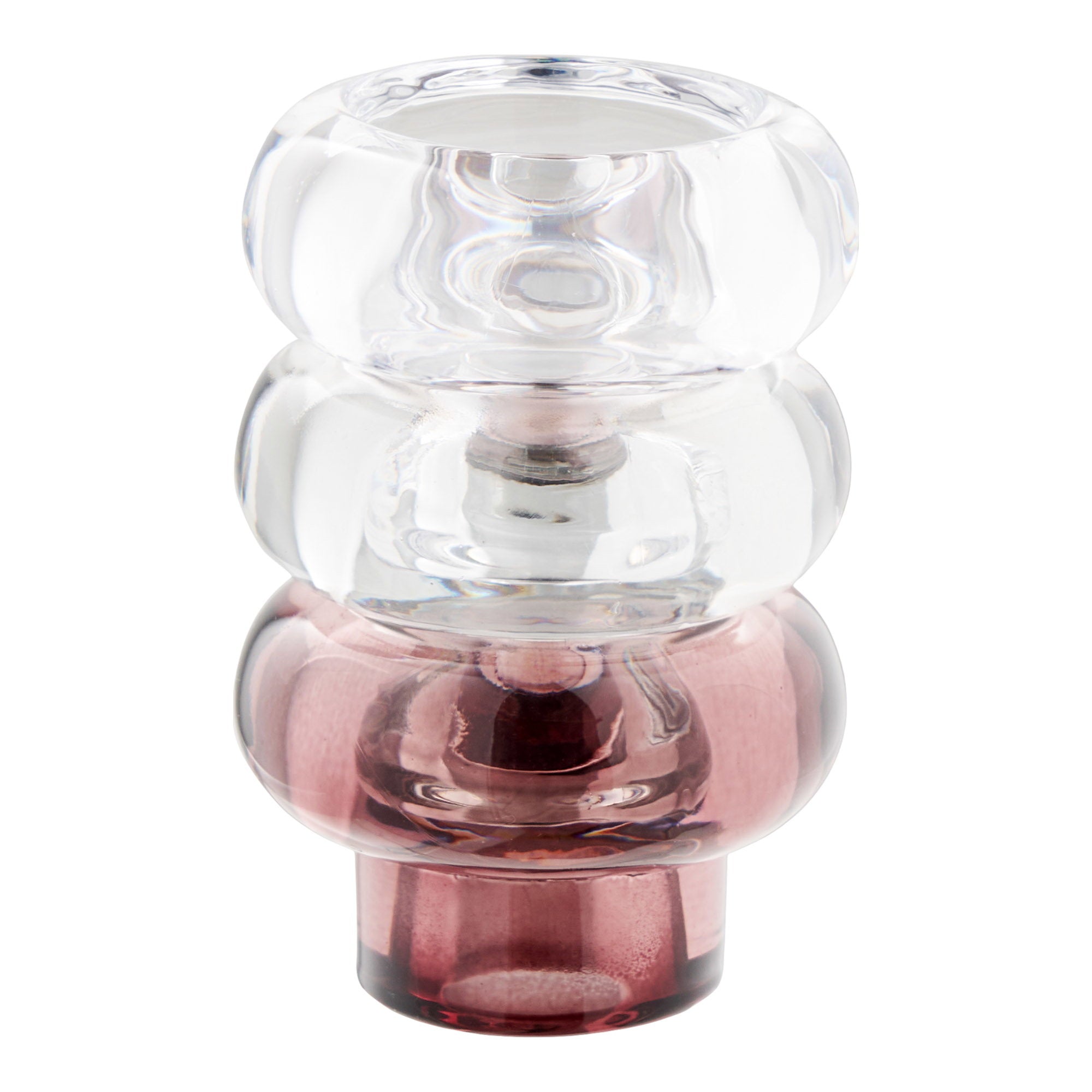 Kaarsenhouders - Kaarsenhouders, glas, helder/gerookt grijs/marron rood, set van 3